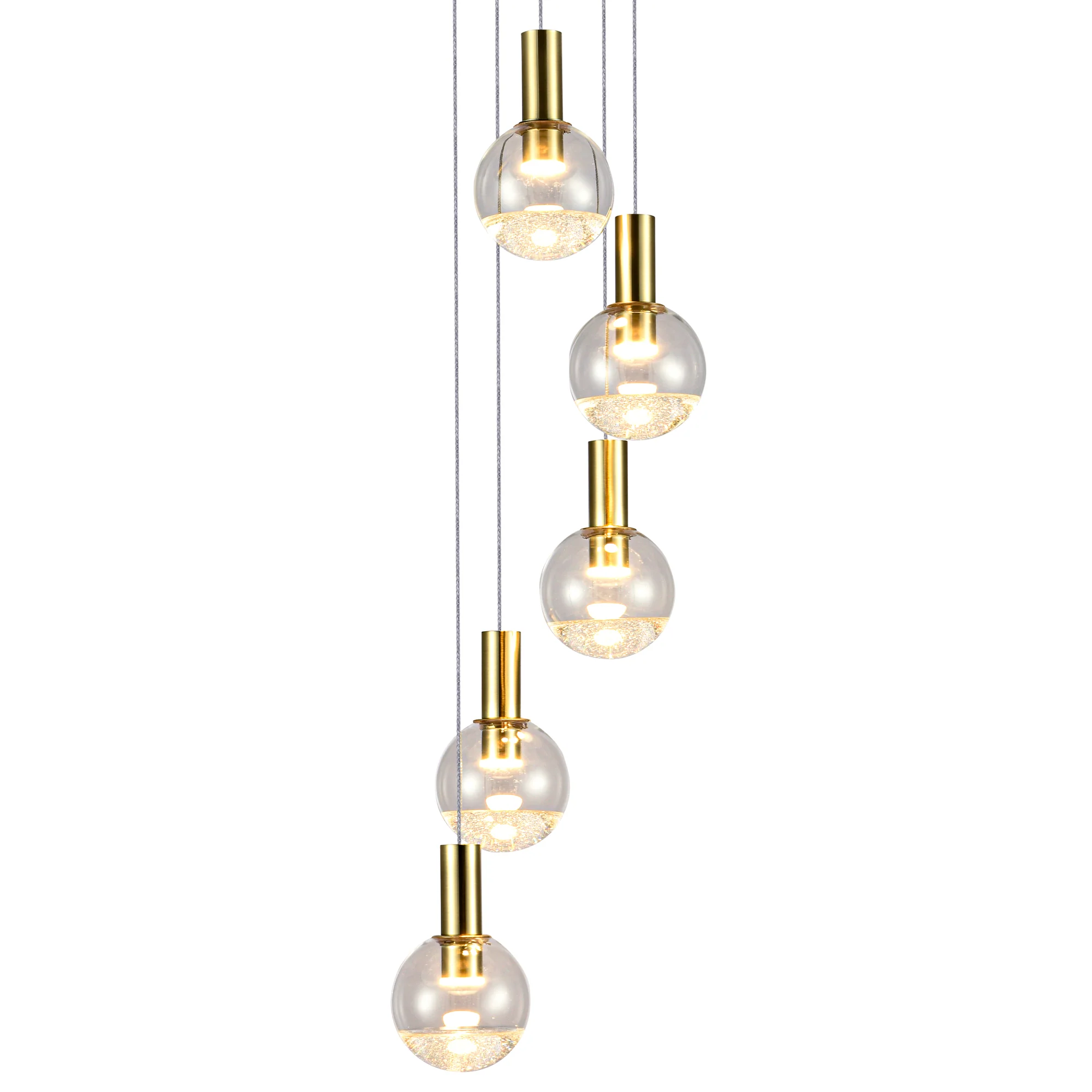 VONN Artisan Sienna VAC3185BRS 5-Light ETL Certified Integrated LED Pendant, Height Adjustable Chandelier, Brass - Image 7