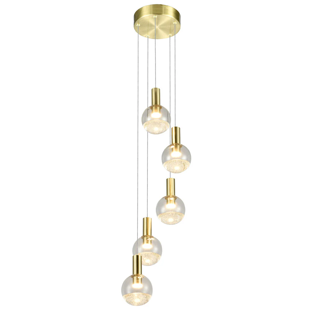 VONN Artisan Sienna VAC3185BRS 5-Light ETL Certified Integrated LED Pendant, Height Adjustable Chandelier, Brass - Image 8