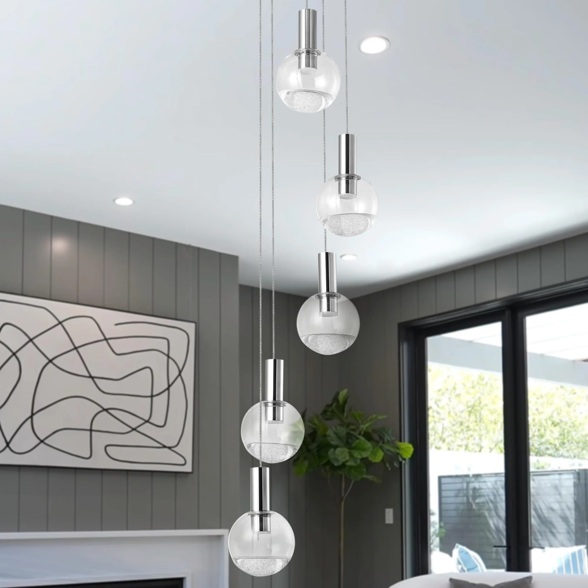 VONN Artisan Sienna VAC3185CH 5-Light ETL Certified Integrated LED Pendant, Height Adjustable Chandelier, Chrome - Image 3
