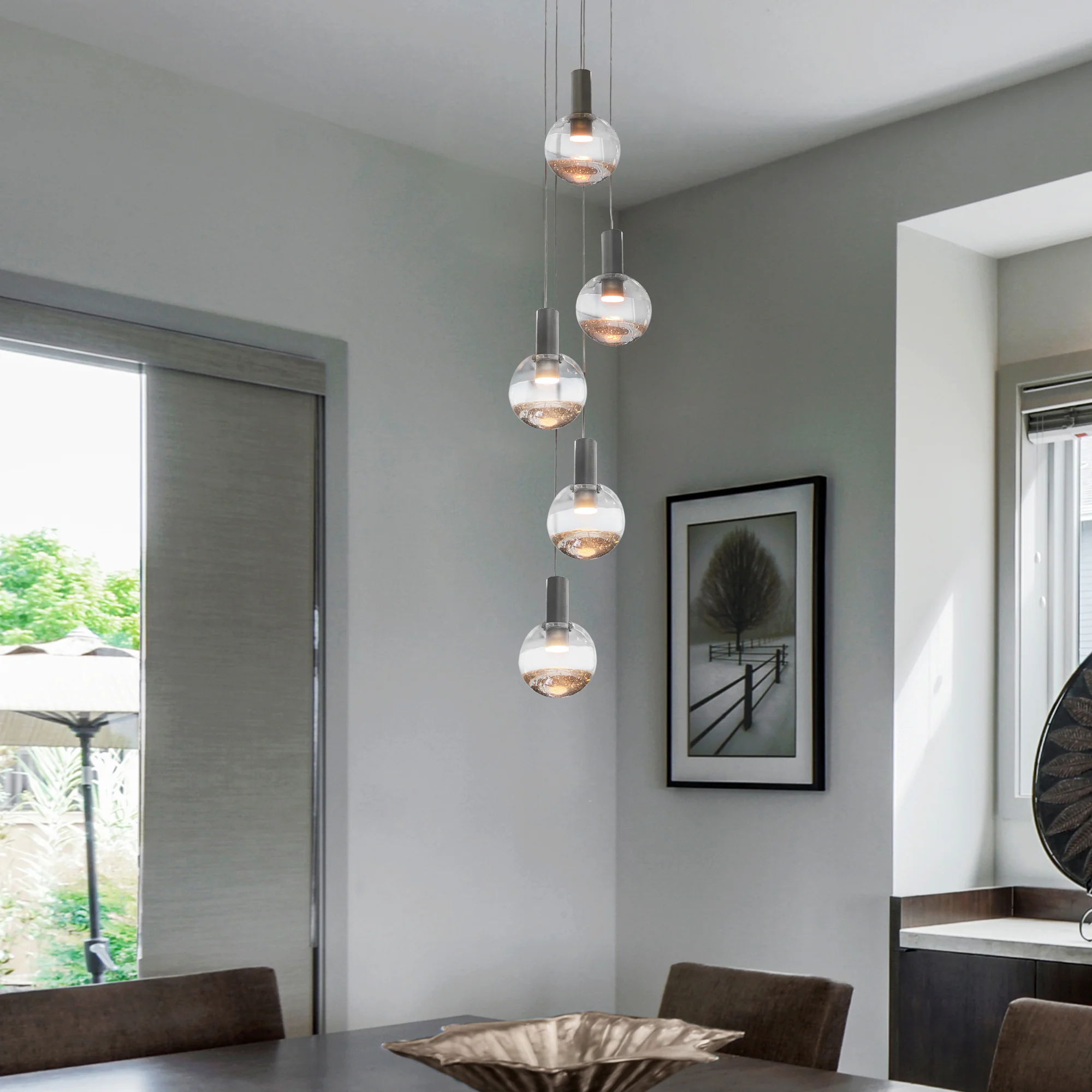 VONN Artisan Sienna VAC3185CH 5-Light ETL Certified Integrated LED Pendant, Height Adjustable Chandelier, Chrome - Image 4