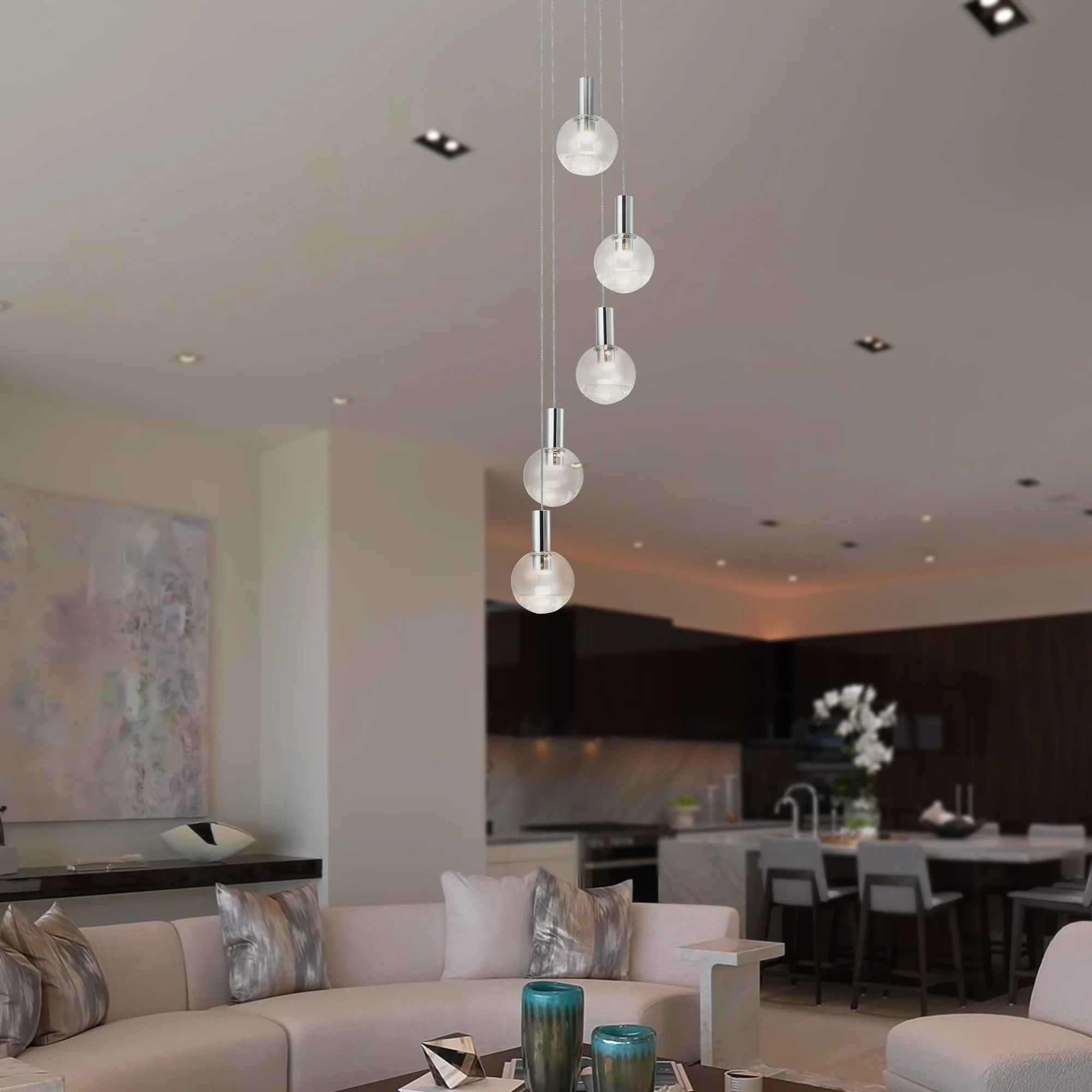 VONN Artisan Sienna VAC3185CH 5-Light ETL Certified Integrated LED Pendant, Height Adjustable Chandelier, Chrome - Image 5