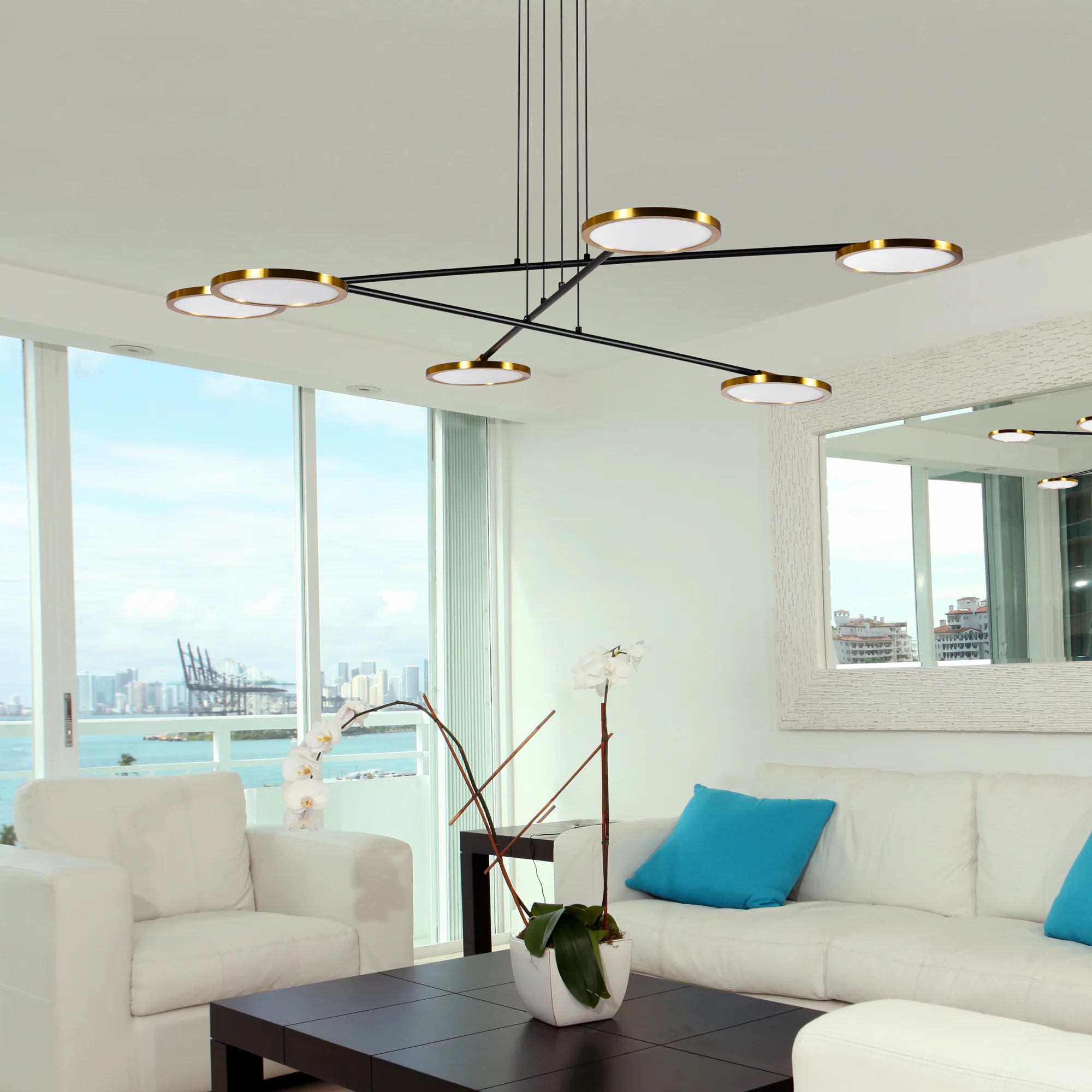 VONN Artisan Torino VAC3196AB 39" Height Adjustable Integrated LED ETL Certified Chandelier, Disks Rotate, Antique Brass - Image 3