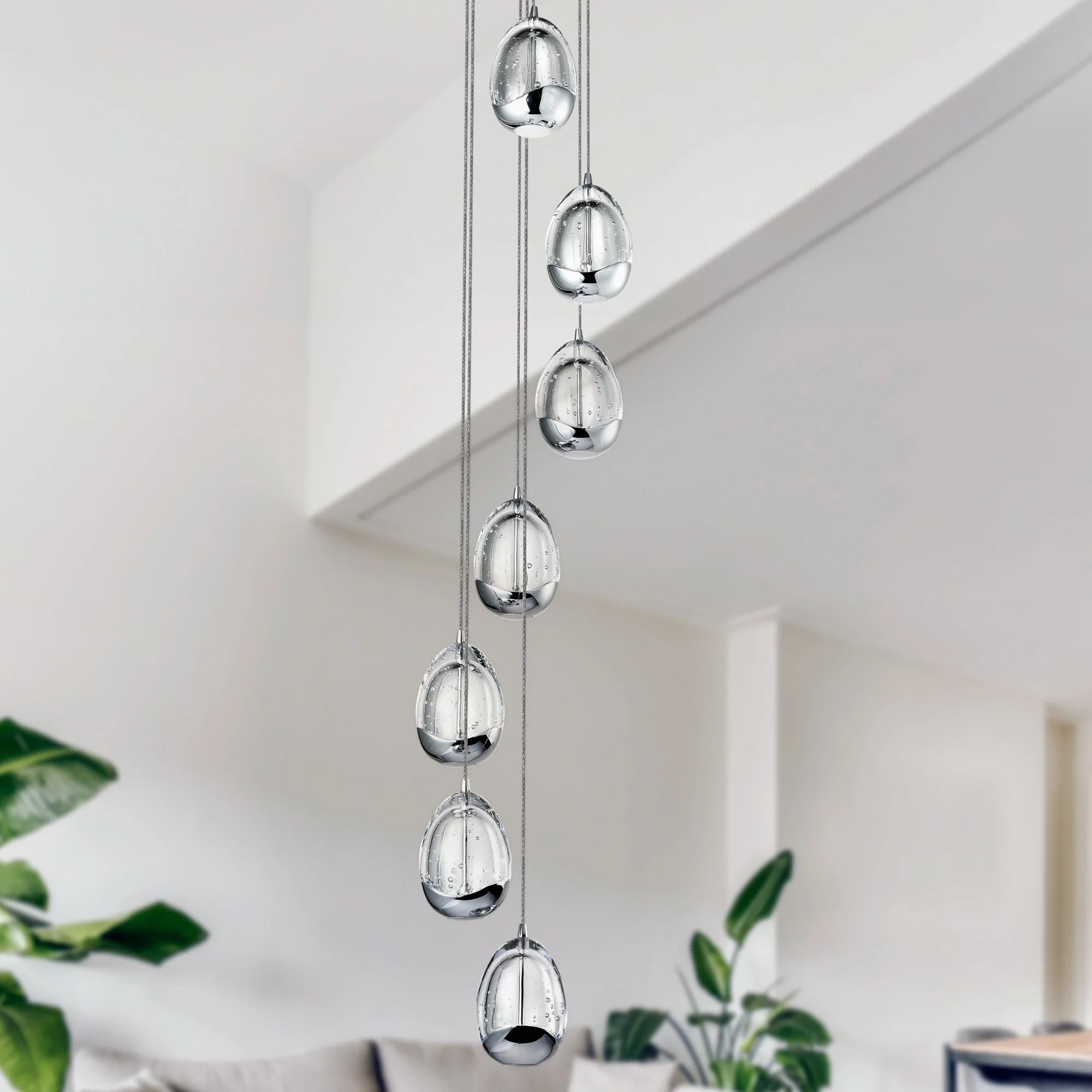 VONN Artisan Venezia VAC3207CH 7-Light Integrated LED ETL Certified Pendant, Height Adjustable Chandelier, Chrome - Image 3