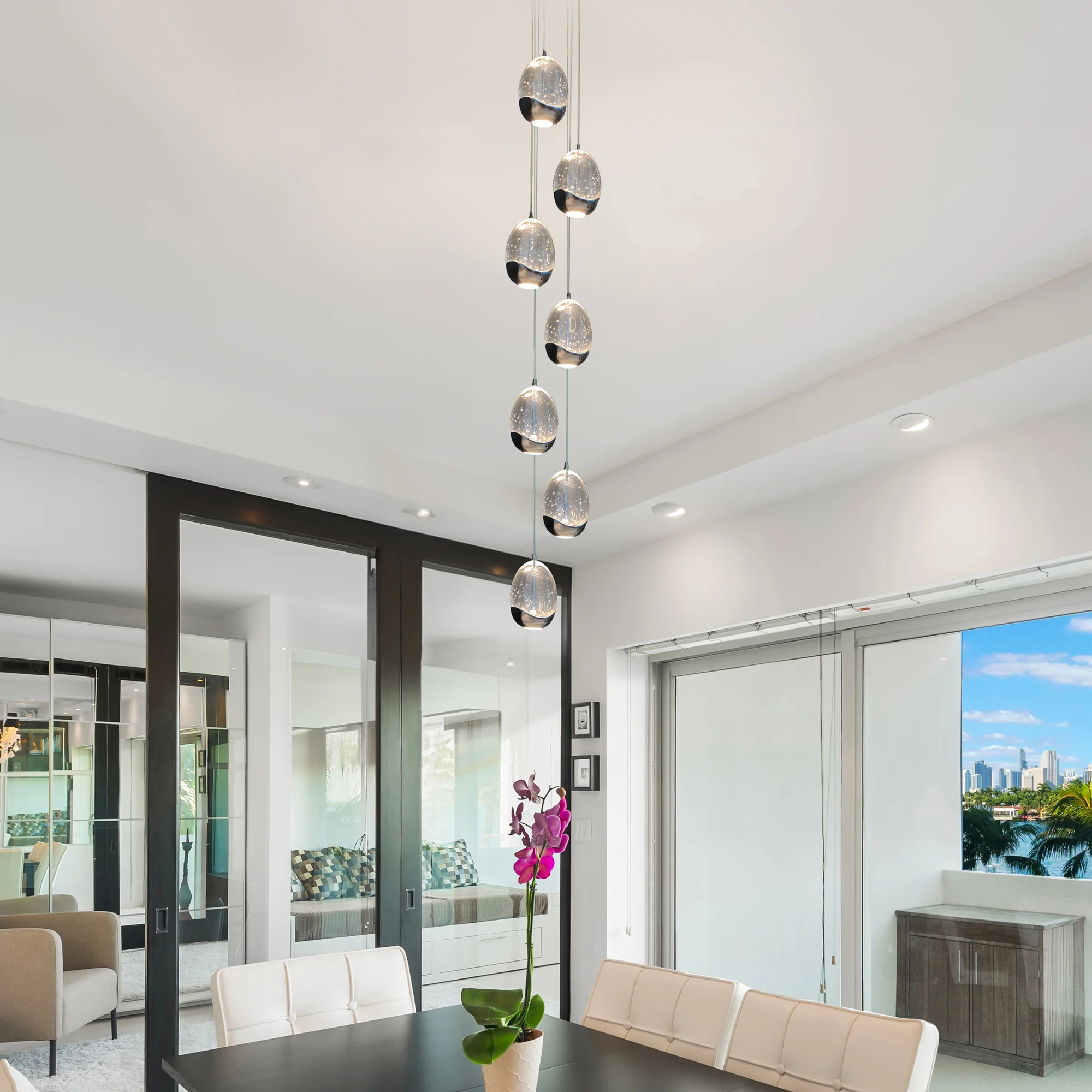 VONN Artisan Venezia VAC3207CH 7-Light Integrated LED ETL Certified Pendant, Height Adjustable Chandelier, Chrome - Image 4