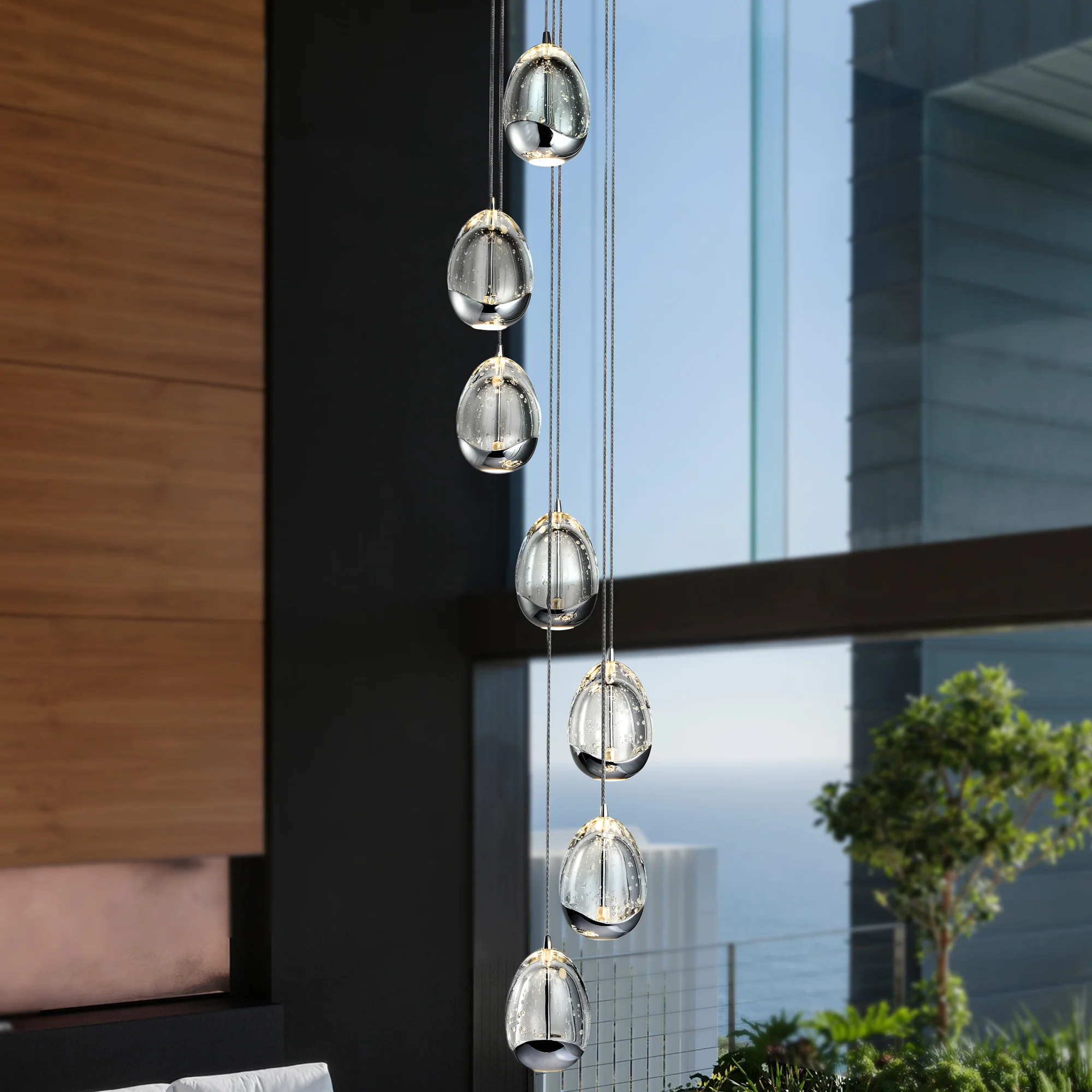 VONN Artisan Venezia VAC3207CH 7-Light Integrated LED ETL Certified Pendant, Height Adjustable Chandelier, Chrome - Image 8