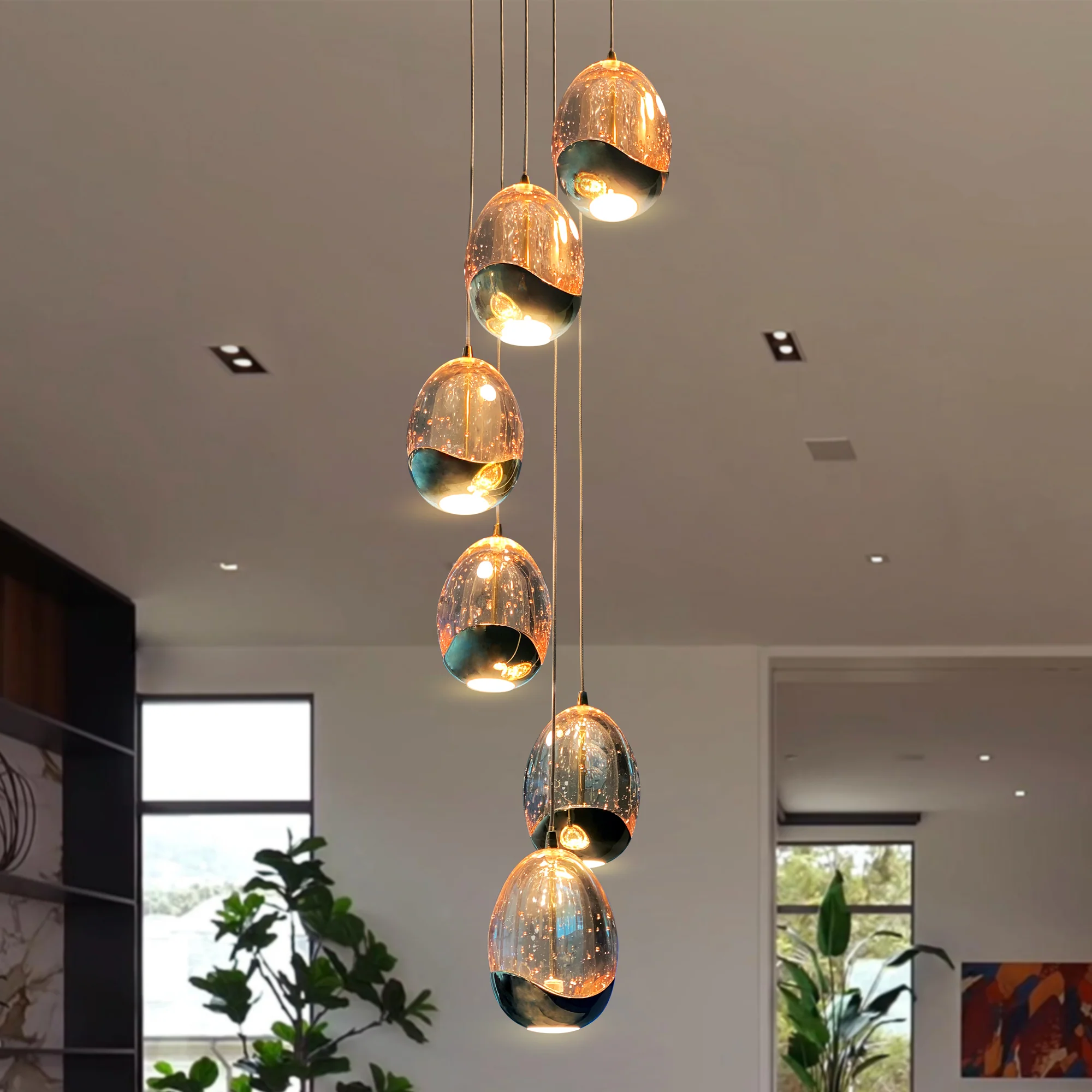 VONN Artisan Venezia VAC3207GL 7-Light Integrated LED ETL Certified Pendant, Height Adjustable Chandelier, Gold - Image 2