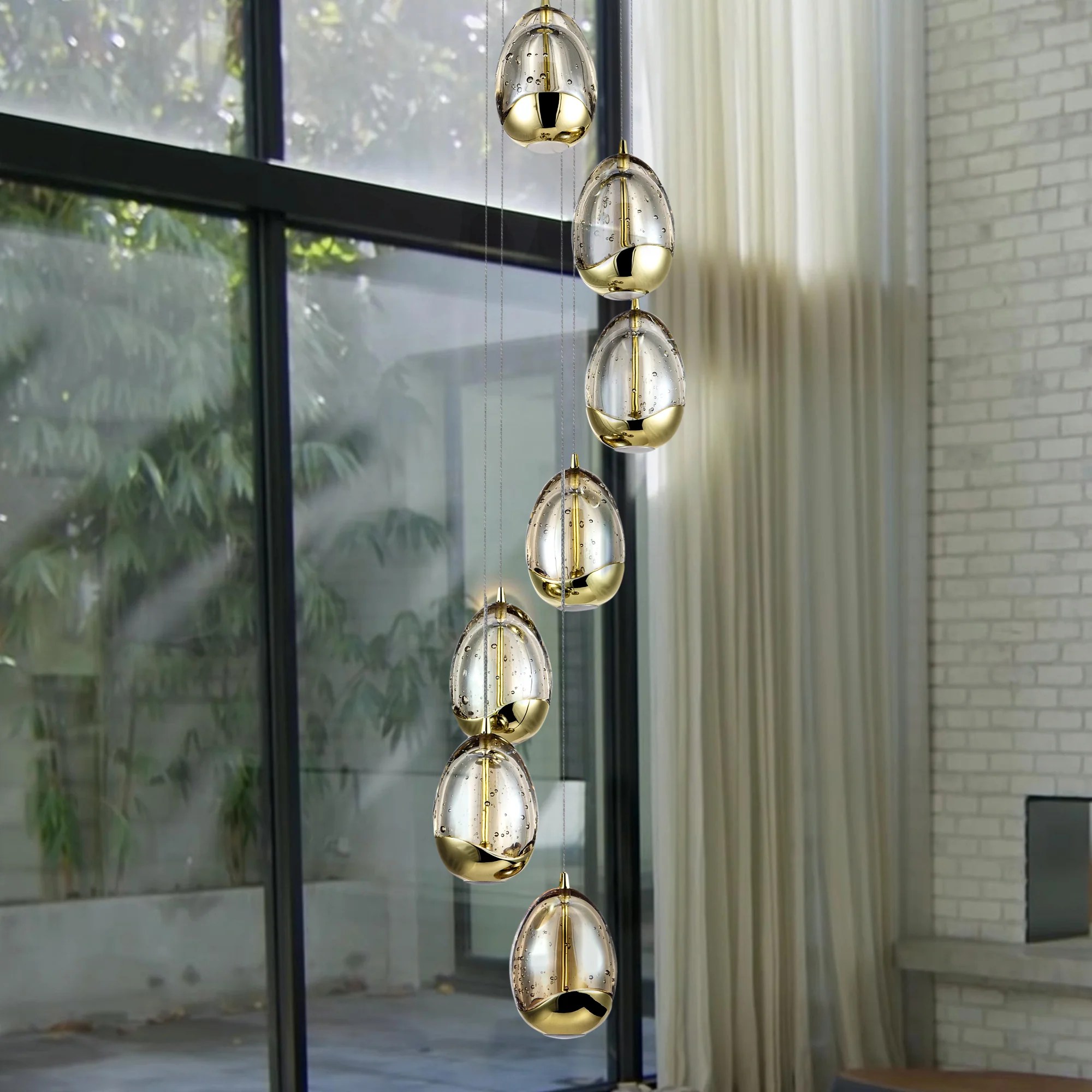 VONN Artisan Venezia VAC3207GL 7-Light Integrated LED ETL Certified Pendant, Height Adjustable Chandelier, Gold - Image 3