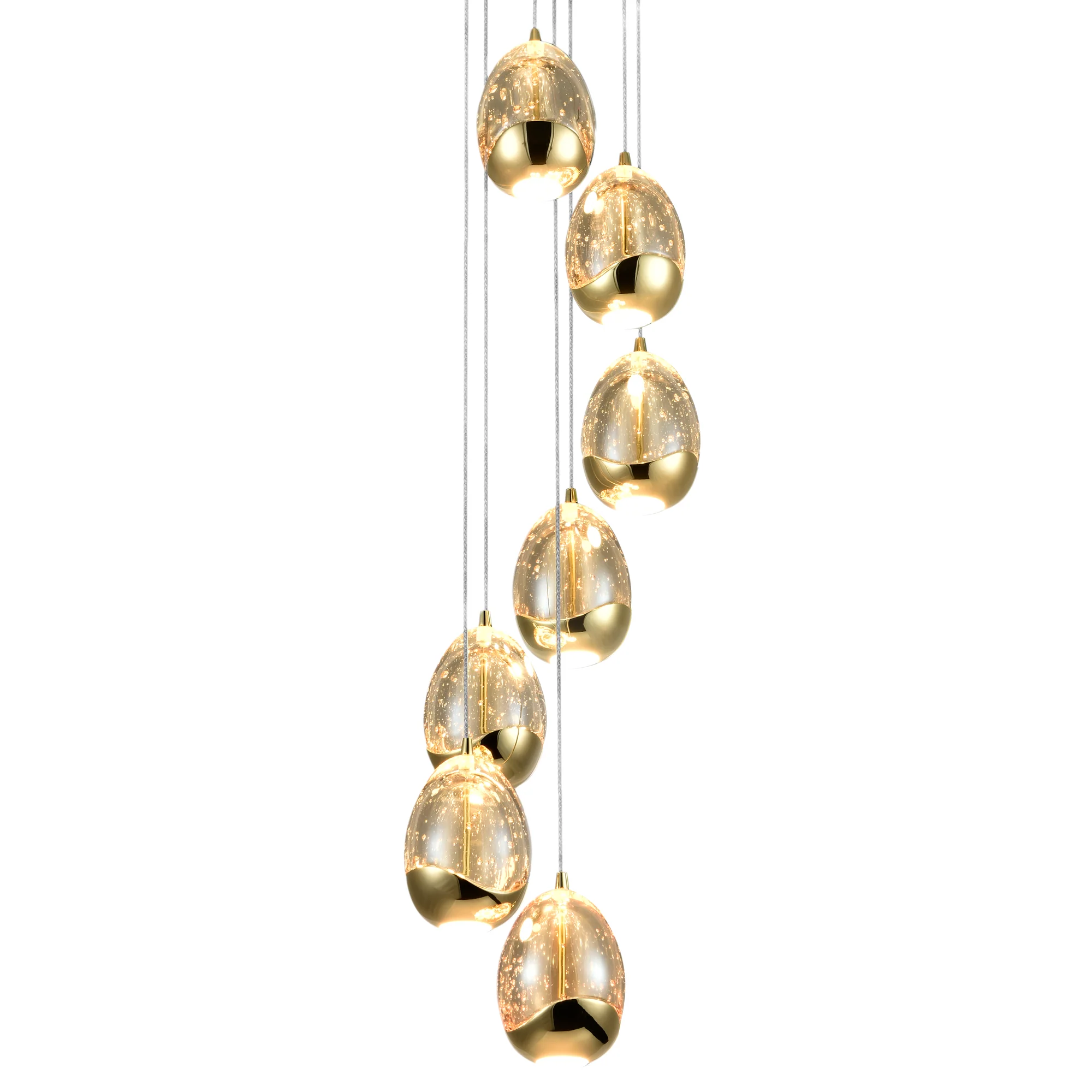 VONN Artisan Venezia VAC3207GL 7-Light Integrated LED ETL Certified Pendant, Height Adjustable Chandelier, Gold - Image 8