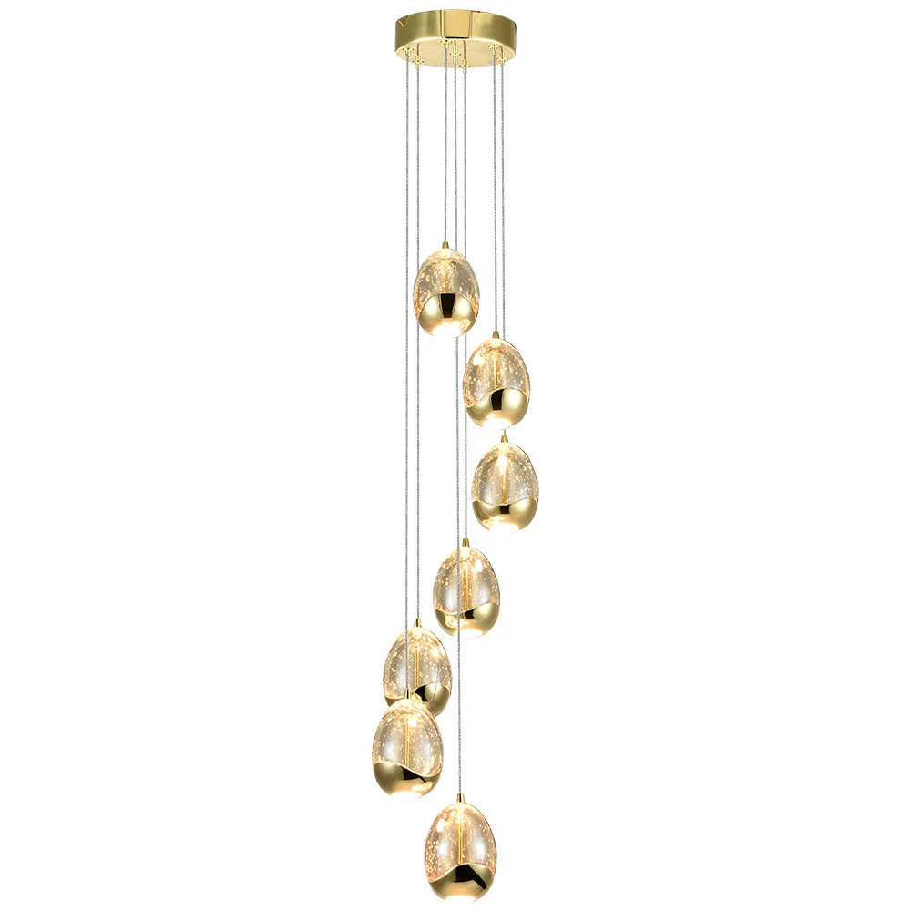 VONN Artisan Venezia VAC3207GL 7-Light Integrated LED ETL Certified Pendant, Height Adjustable Chandelier, Gold - Image 9