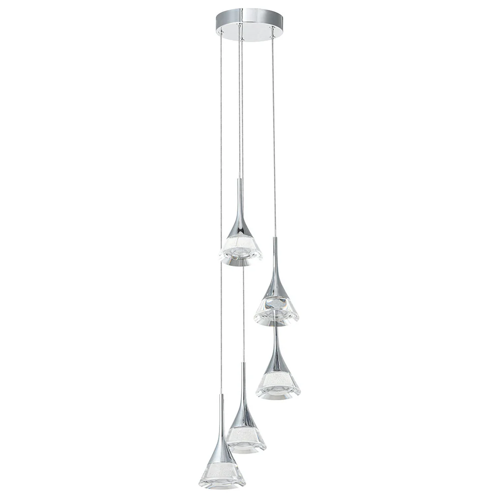 VONN Artisan Amalfi VAC3215CH 5-Light Integrated LED ETL Certified Pendant, Height Adjustable Chandelier, Chrome - Image 7