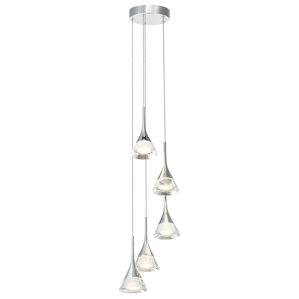 VONN Artisan Amalfi VAC3215CH 5-Light Integrated LED ETL Certified Pendant, Height Adjustable Chandelier, Chrome - Image 8