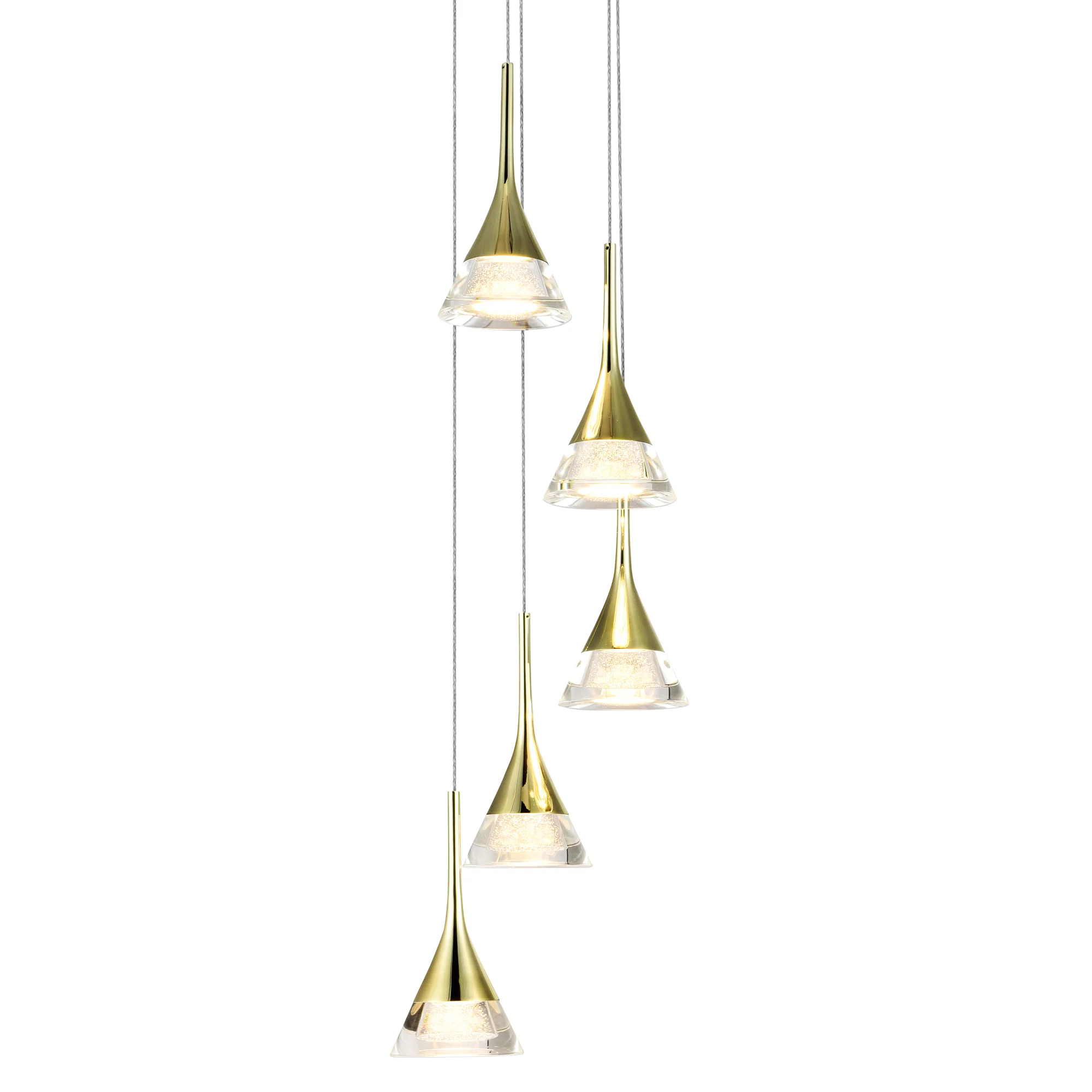 VONN Artisan Amalfi VAC3215GL 5-Light Integrated LED ETL Certified Pendant, Height Adjustable Chandelier, Gold - Image 6