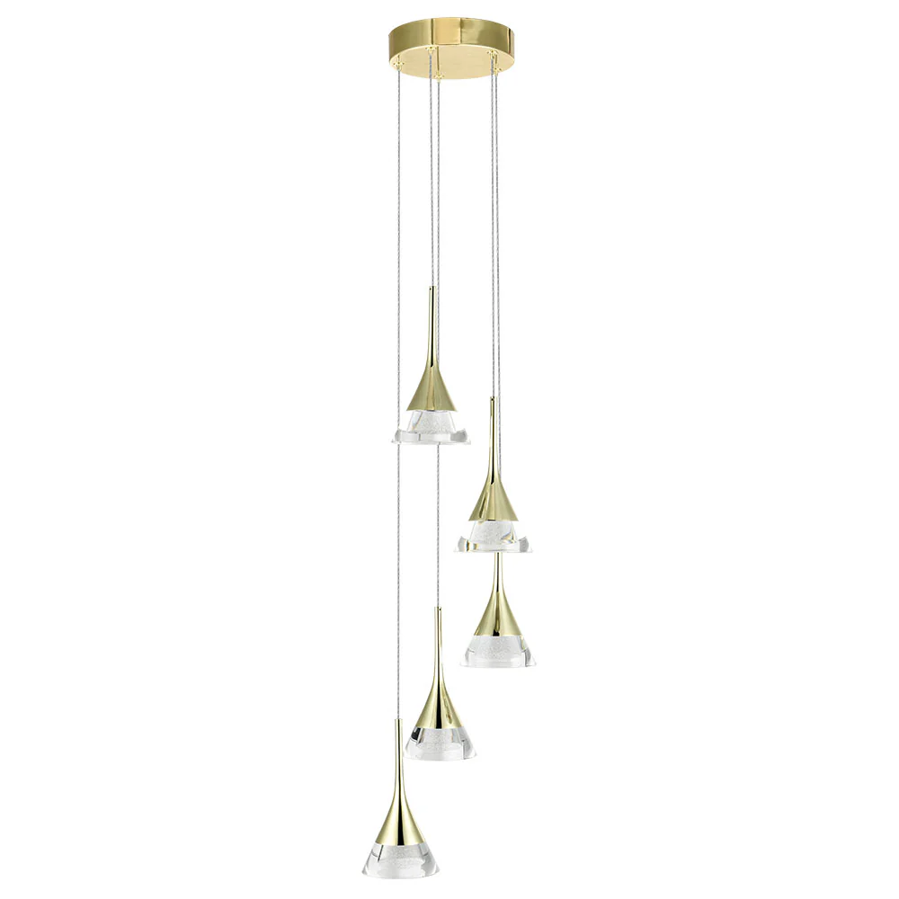 VONN Artisan Amalfi VAC3215GL 5-Light Integrated LED ETL Certified Pendant, Height Adjustable Chandelier, Gold - Image 9