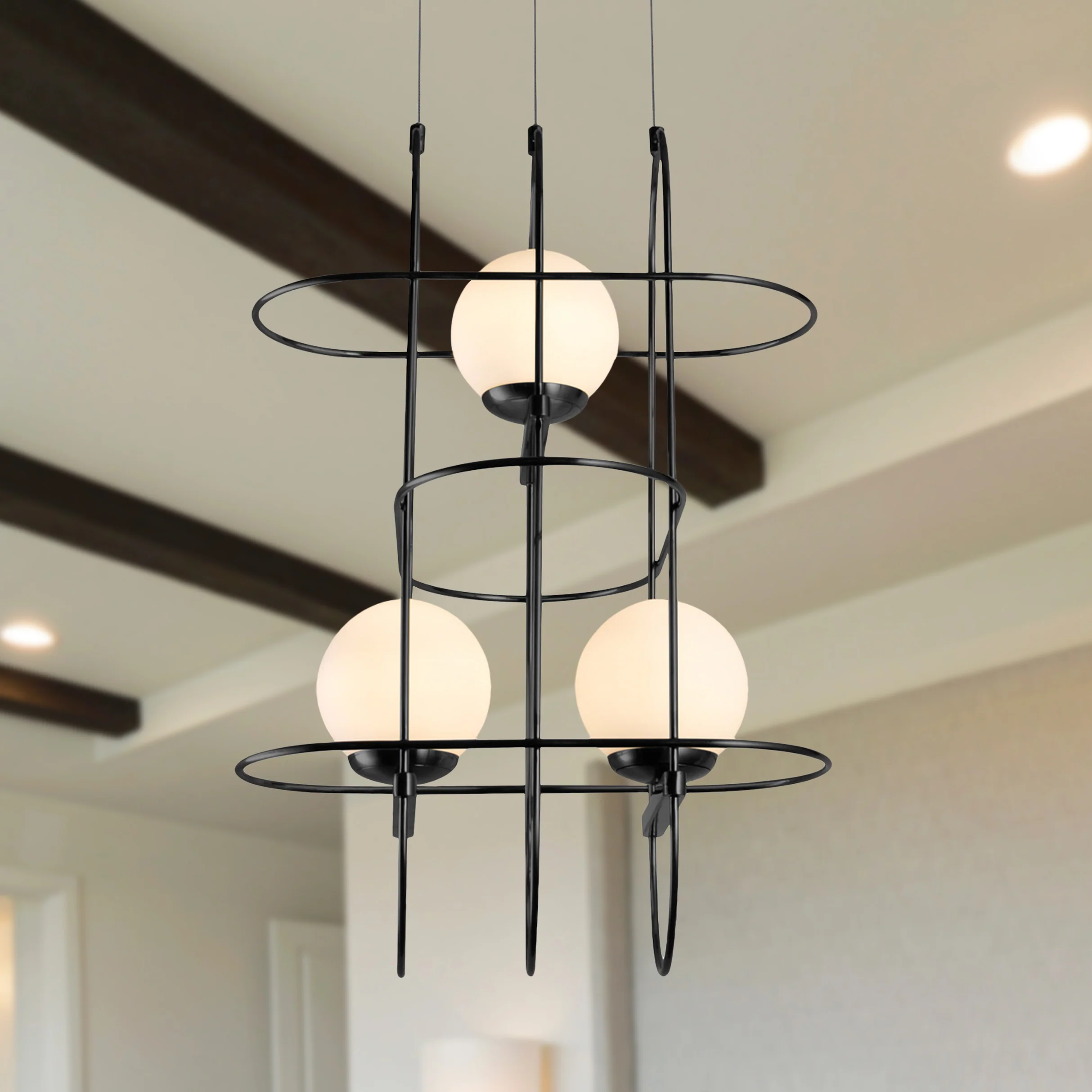 VONN Artisan Lyra VAC3273BL 16" Integrated LED ETL Certified Height Adjustable Chandelier, Black Pendant - Image 2