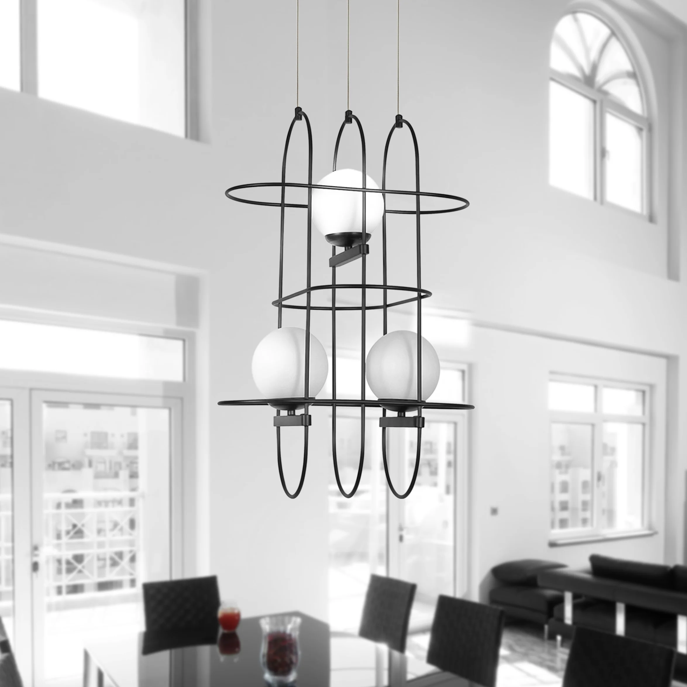 VONN Artisan Lyra VAC3273BL 16" Integrated LED ETL Certified Height Adjustable Chandelier, Black Pendant - Image 4