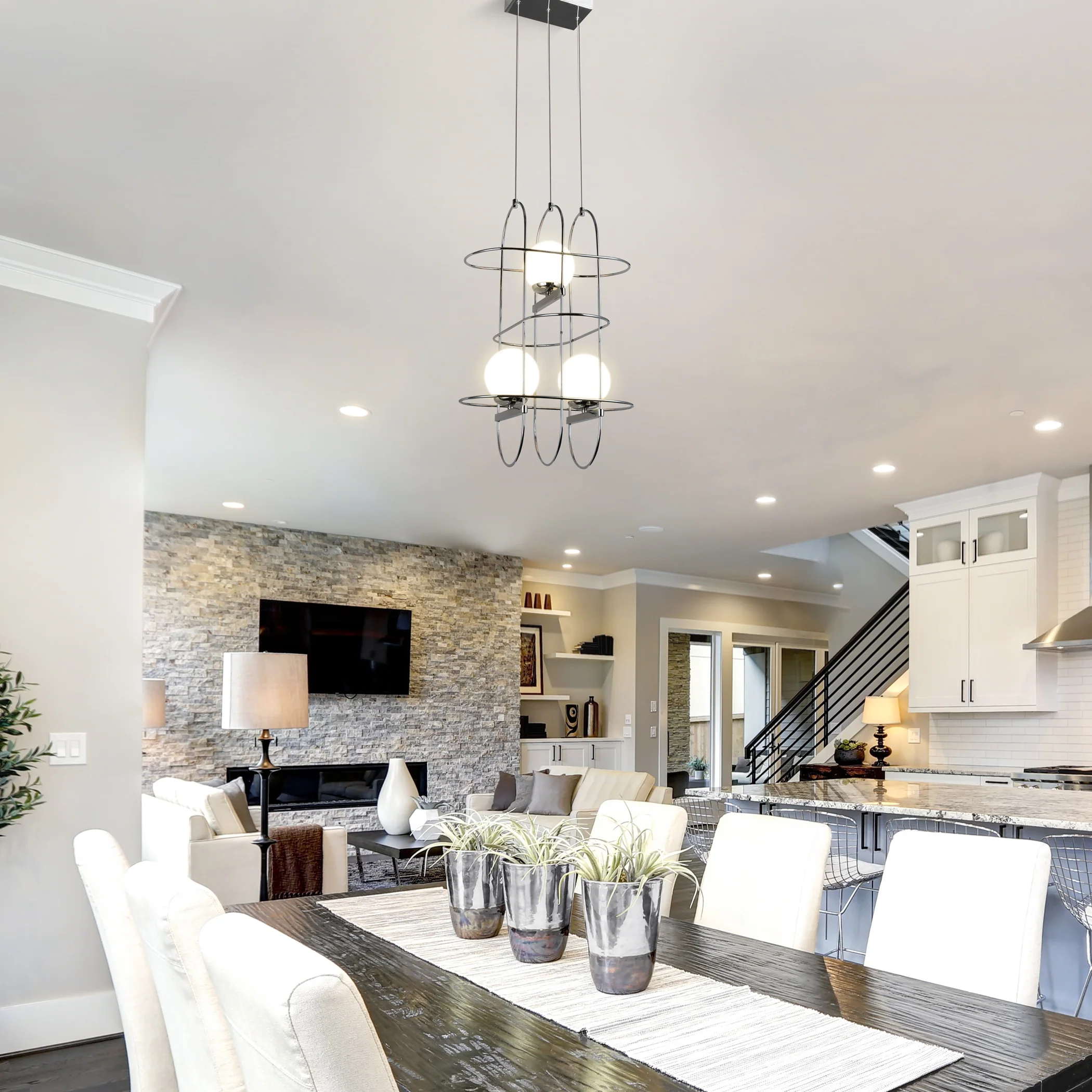 VONN Artisan Lyra VAC3273CH 16" Integrated LED ETL Certified Height Adjustable Chandelier, Chrome Pendant - Image 2