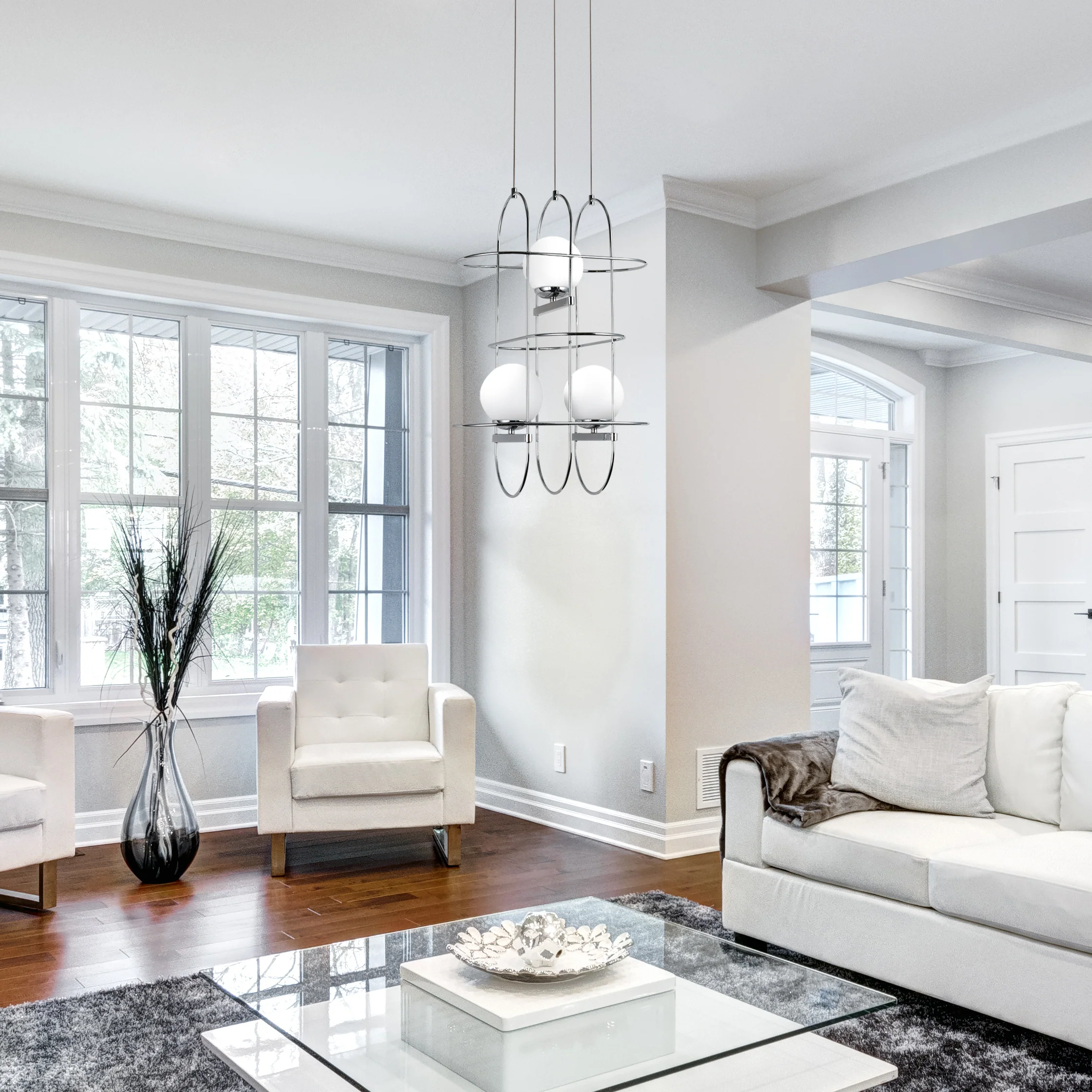 VONN Artisan Lyra VAC3273CH 16" Integrated LED ETL Certified Height Adjustable Chandelier, Chrome Pendant - Image 3