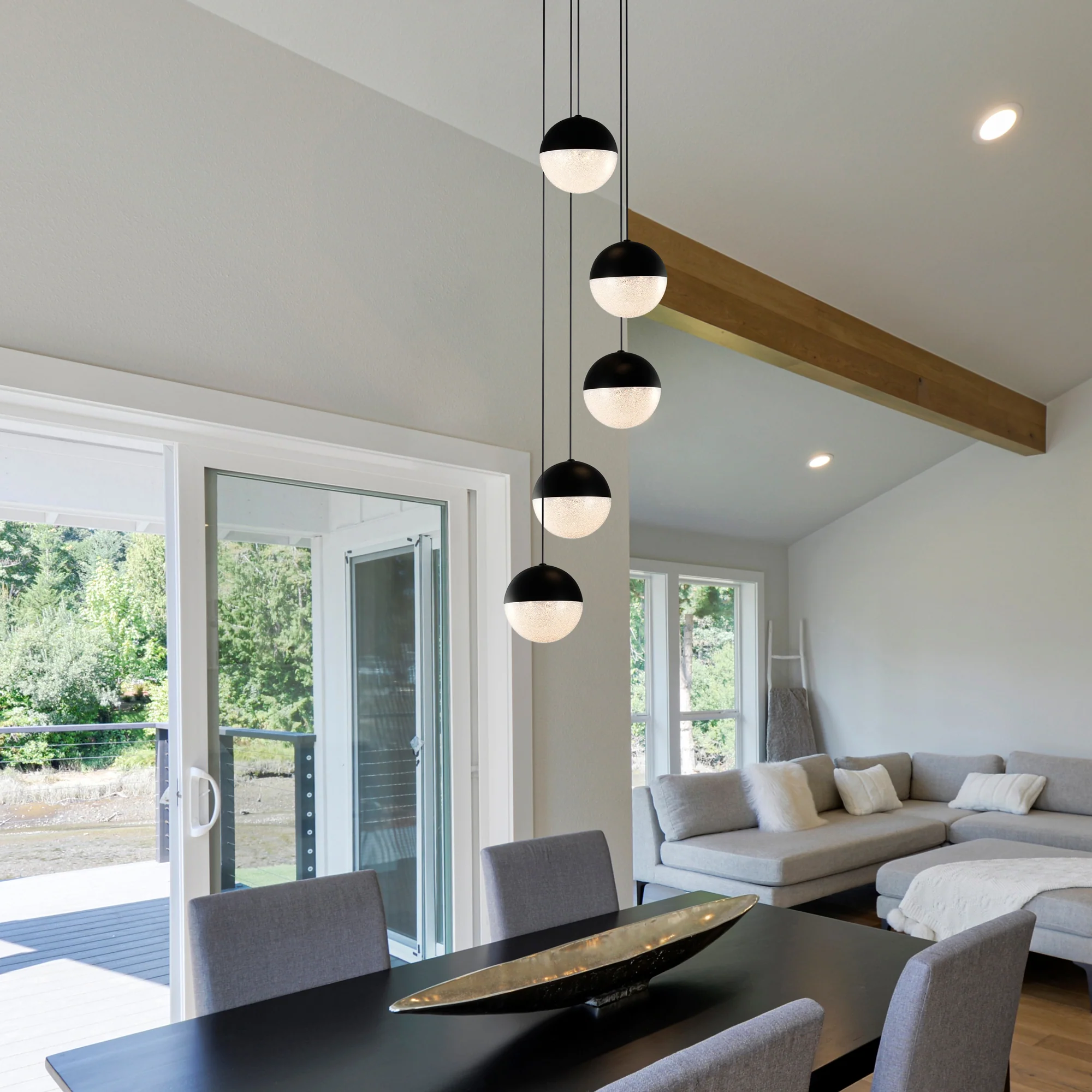 VONN Artisan Ravello VAC3285BL 5-Light Integrated LED ETL Certified Pendant Height Adjustable Chandelier, Black - Image 3