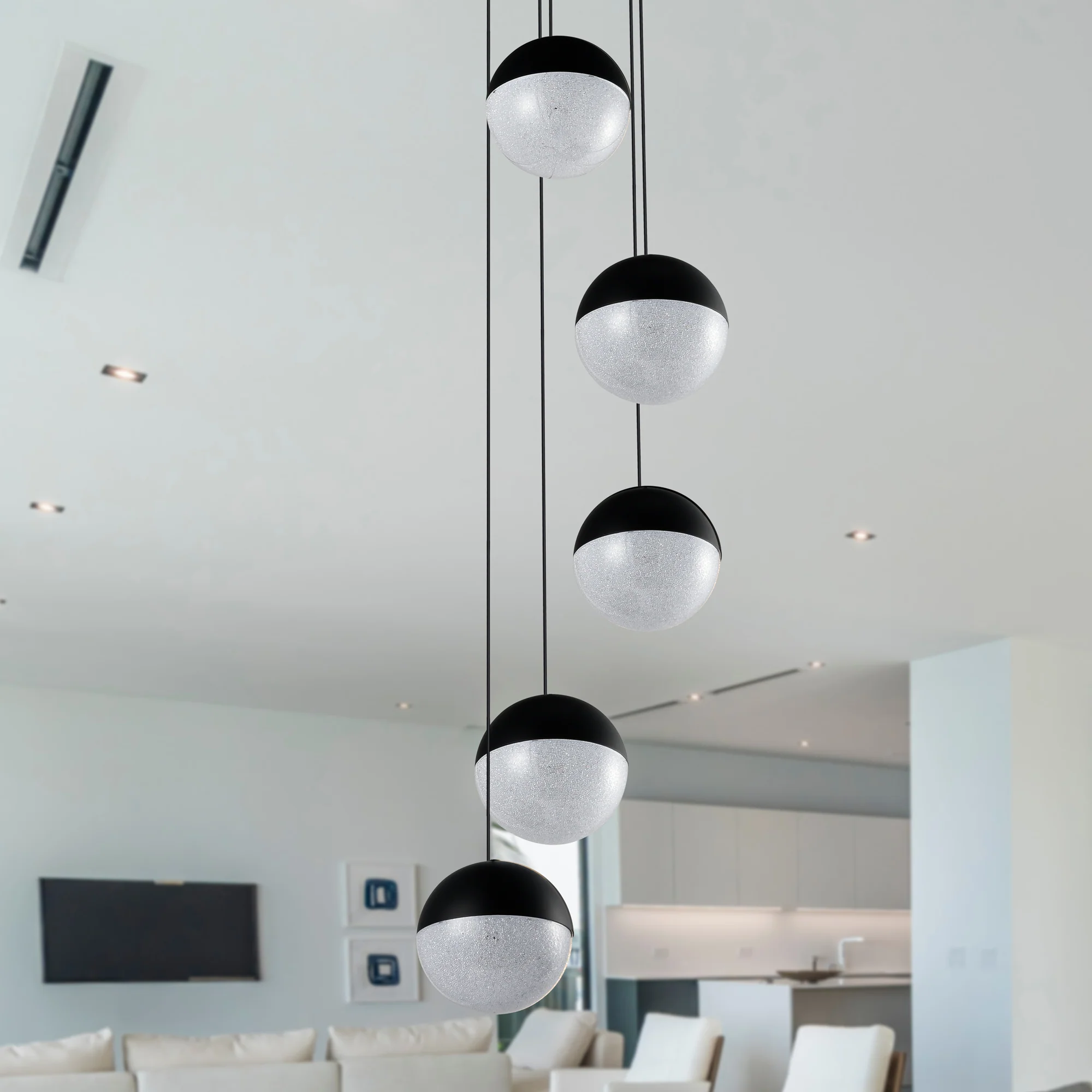 VONN Artisan Ravello VAC3285BL 5-Light Integrated LED ETL Certified Pendant Height Adjustable Chandelier, Black - Image 6