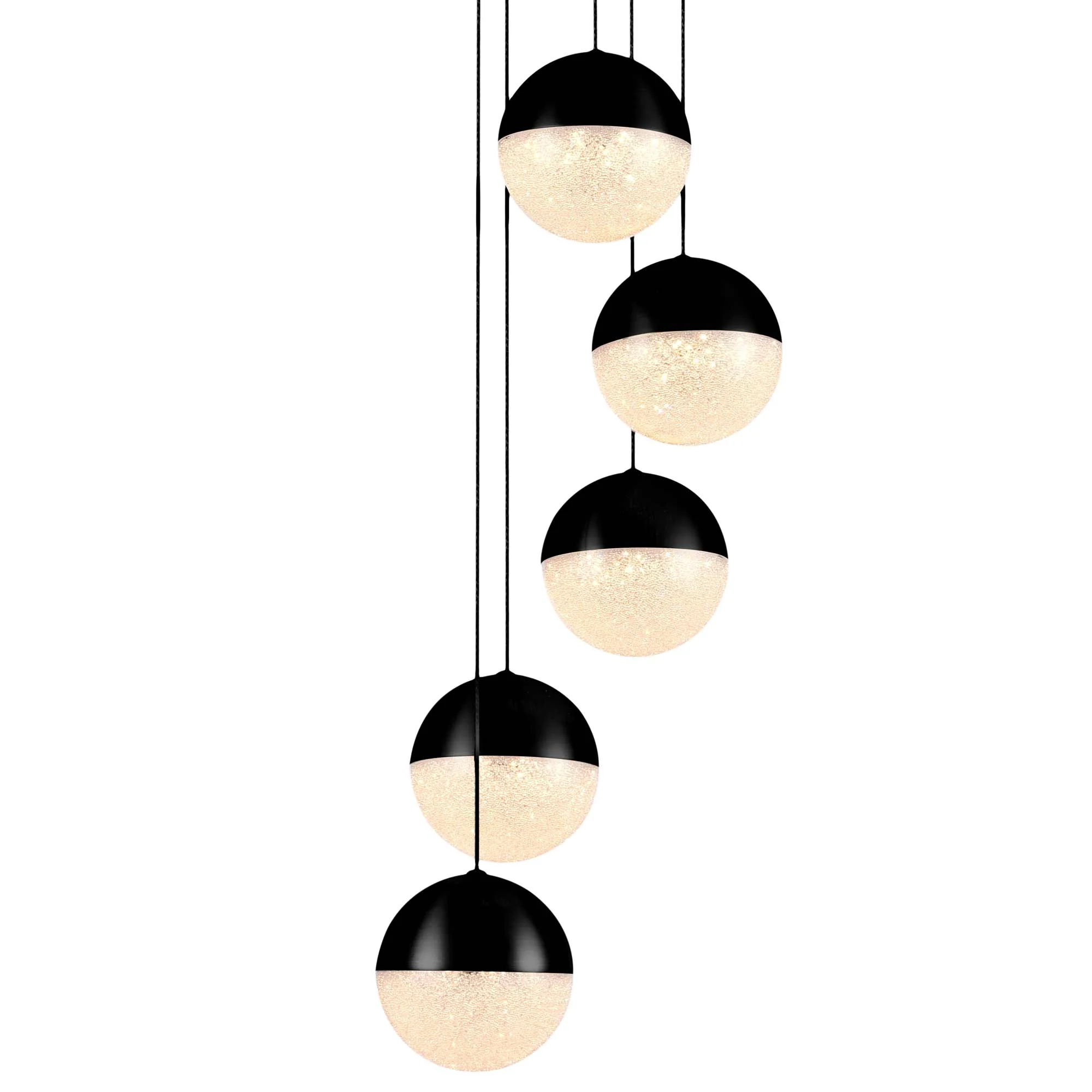VONN Artisan Ravello VAC3285BL 5-Light Integrated LED ETL Certified Pendant Height Adjustable Chandelier, Black - Image 8