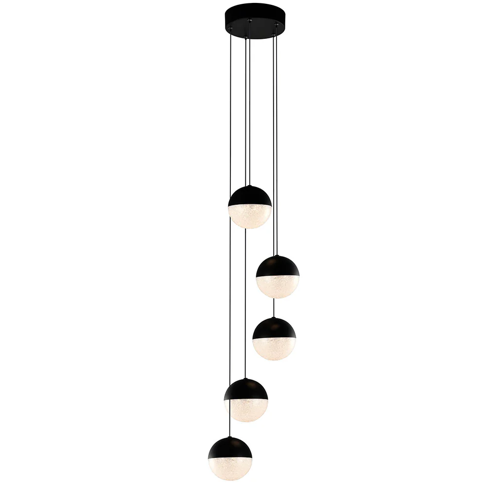 VONN Artisan Ravello VAC3285BL 5-Light Integrated LED ETL Certified Pendant Height Adjustable Chandelier, Black - Image 9