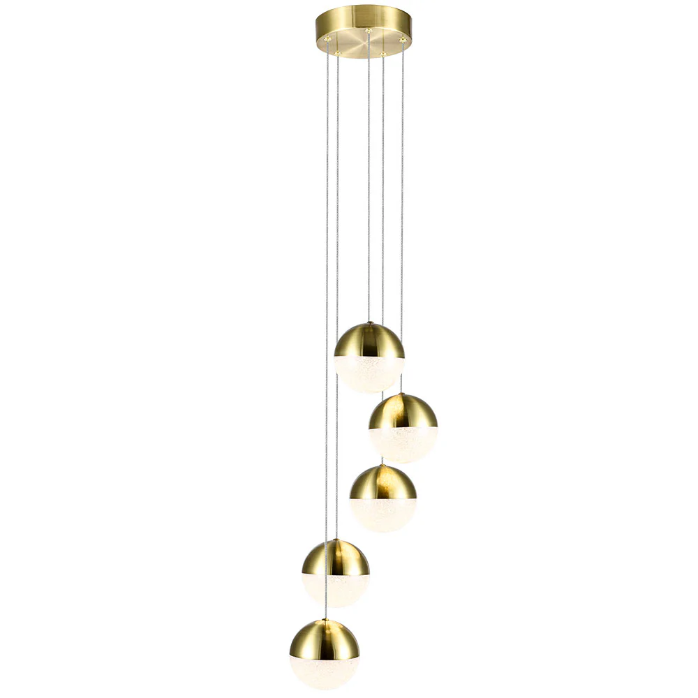 VONN Artisan Ravello VAC3285BRS 5-Light Integrated LED ETL Certified Pendant Height Adjustable Chandelier, Brass - Image 8