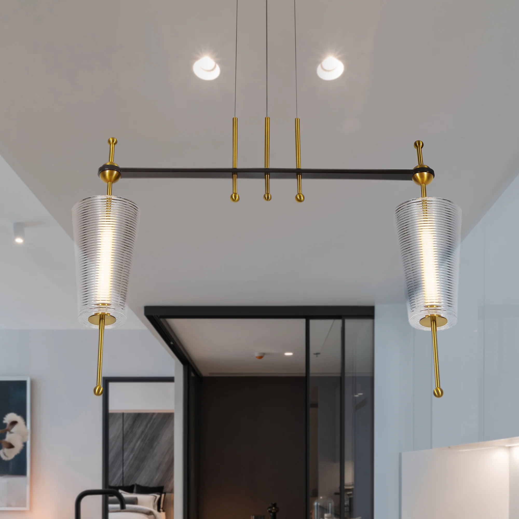 VONN Artisan Toscana VAP2102AB 29" Integrated LED ETL Certified Pendant, Height Adjustable Chandelier - Image 5
