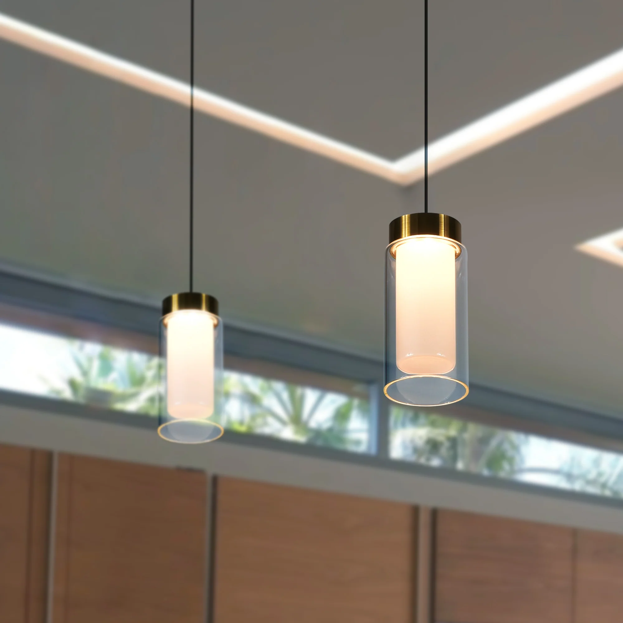 VONN Artisan Genoa VAP2111BL 5" Integrated LED ETL Certified Height Adjustable Pendant with Glass Shade, Black