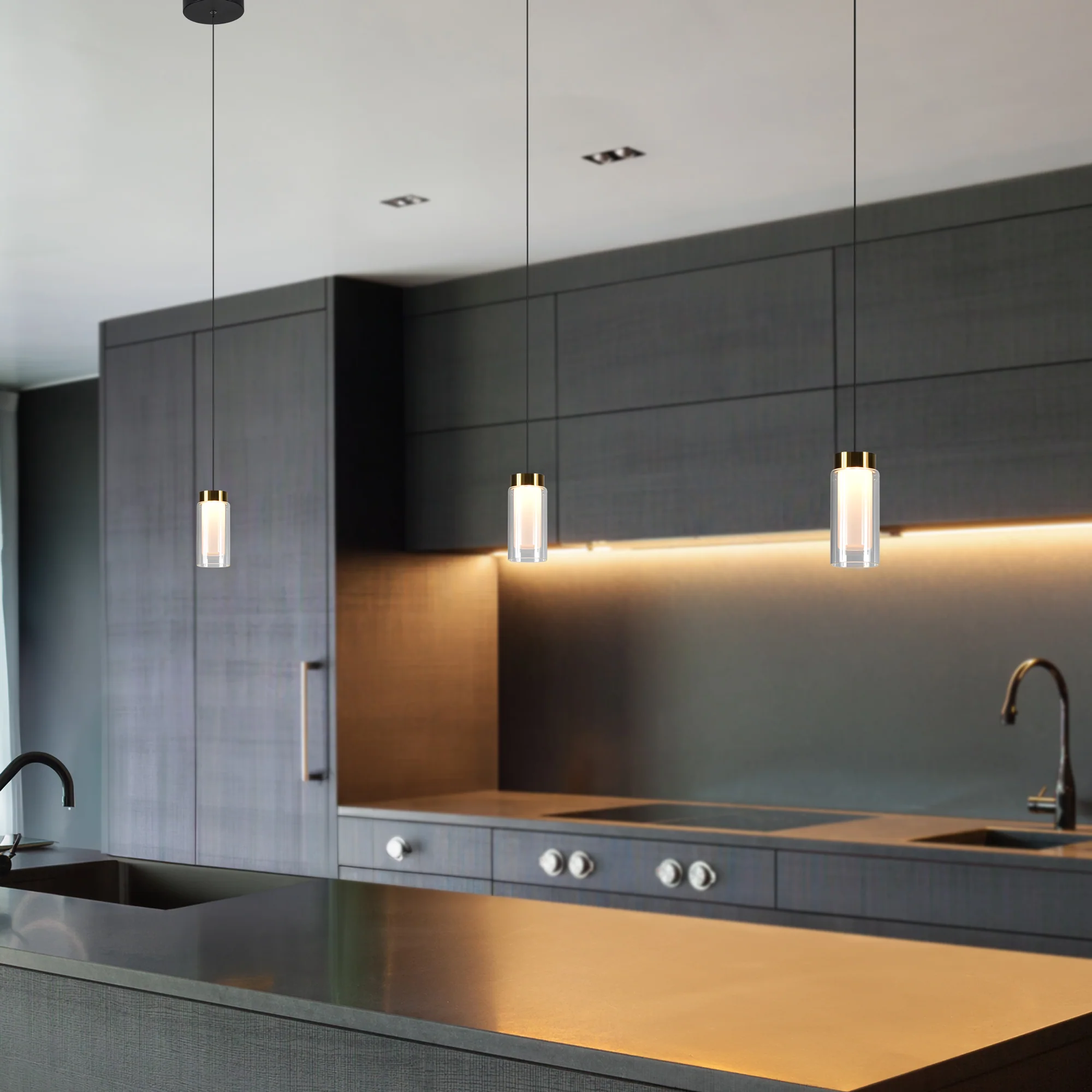 VONN Artisan Genoa VAP2111BL 5" Integrated LED ETL Certified Height Adjustable Pendant with Glass Shade, Black - Image 4