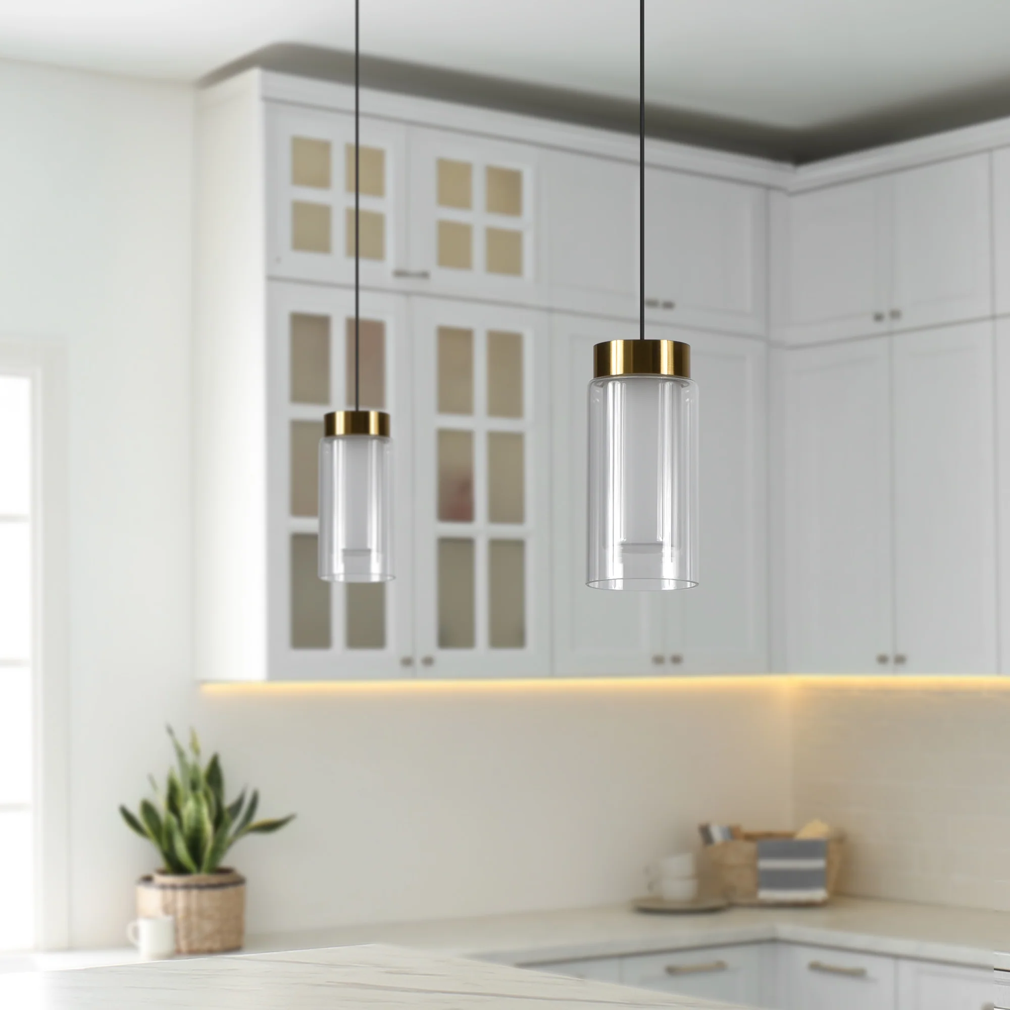 VONN Artisan Genoa VAP2111BL 5" Integrated LED ETL Certified Height Adjustable Pendant with Glass Shade, Black - Image 6
