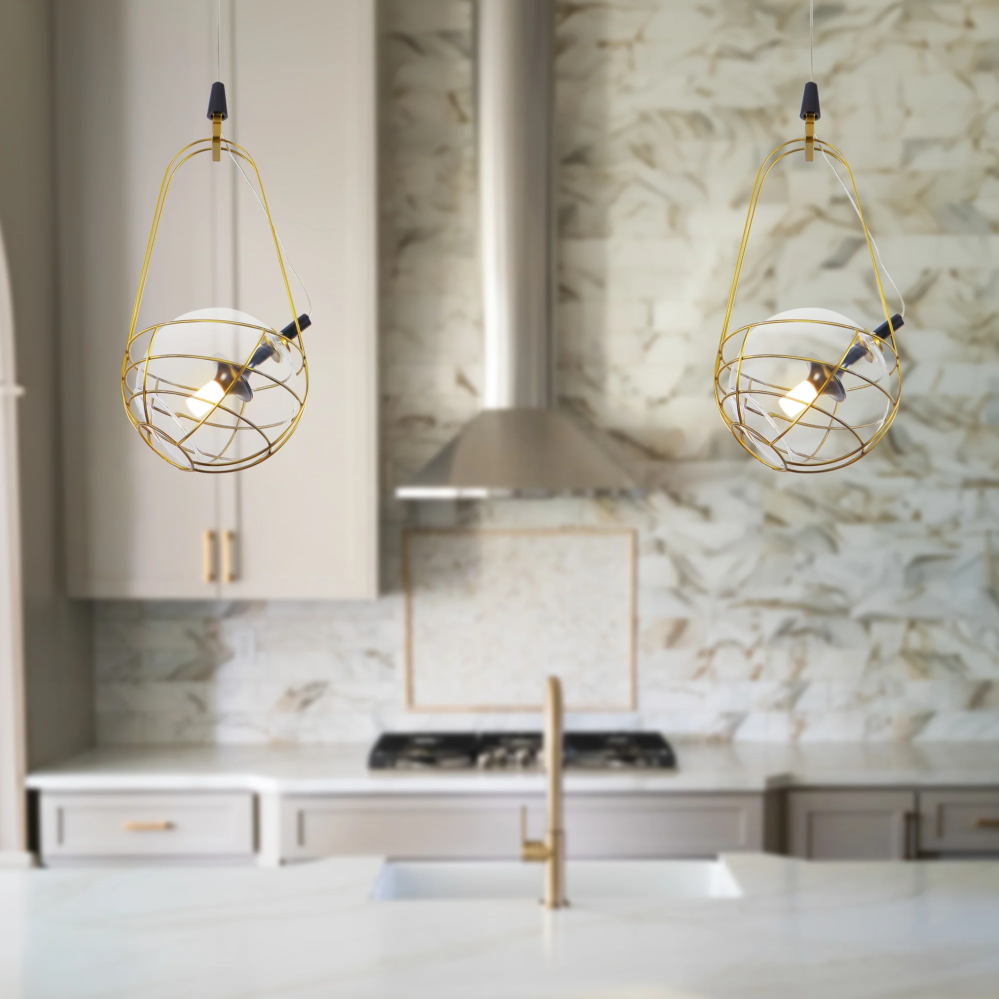 VONN Artisan Firenze VAP2151AB 8" Integrated LED ETL Certified Height Adjustable Pendant with Glass Shade - Image 6