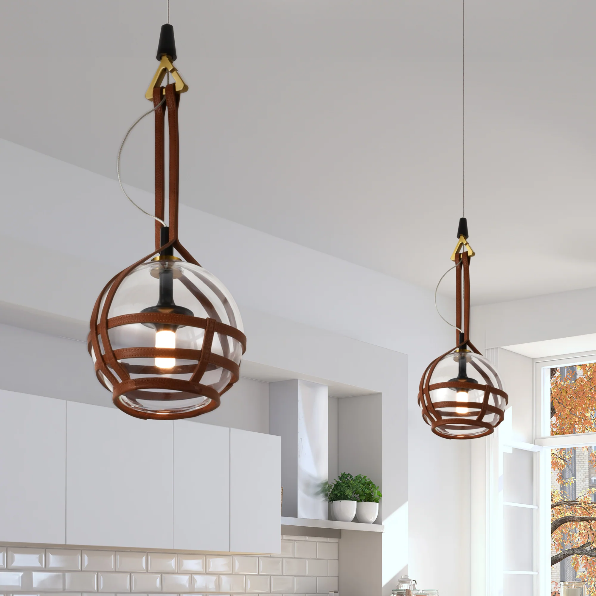 VONN Artisan Bari VAP2171AB 7" Integrated LED ETL Certified Height Adjustable Pendant with Glass Shade - Image 2