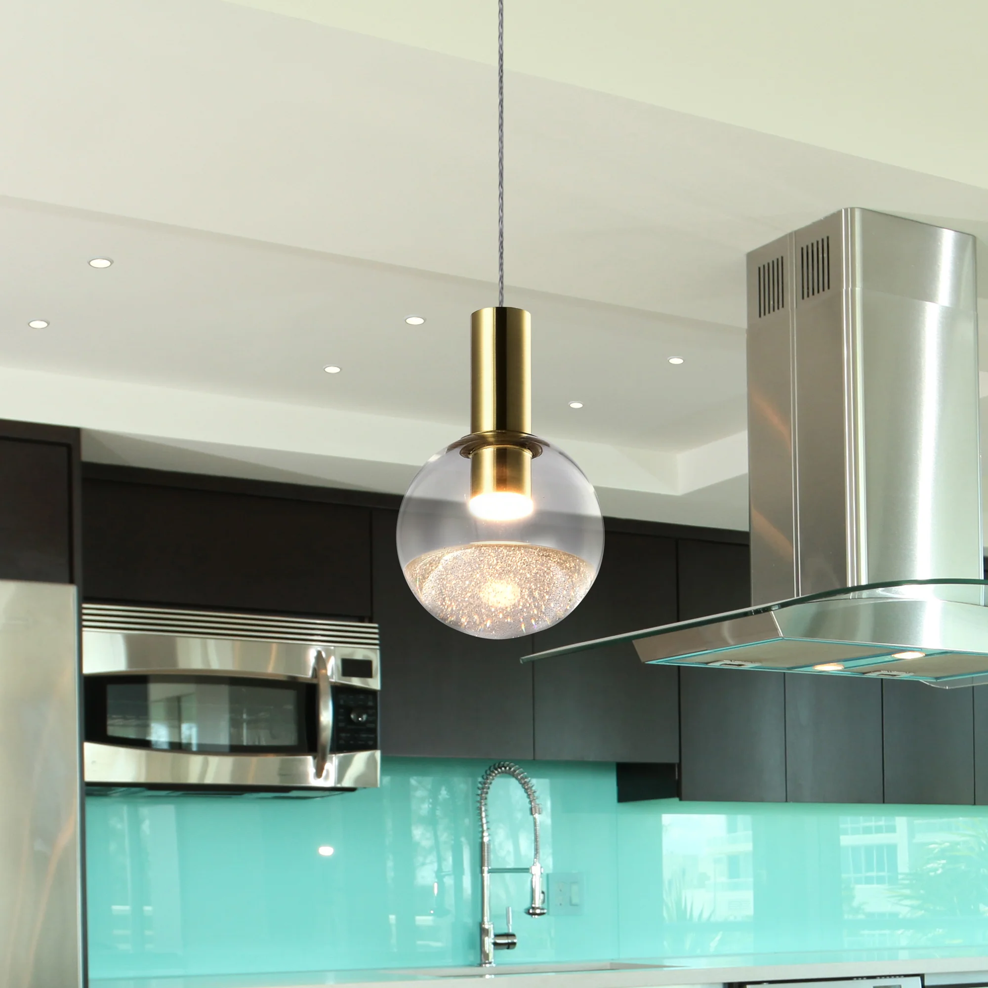 VONN Artisan Sienna VAP2181BRS 5" Integrated LED ETL Certified Height Adjustable Pendant Light, Brass - Image 5