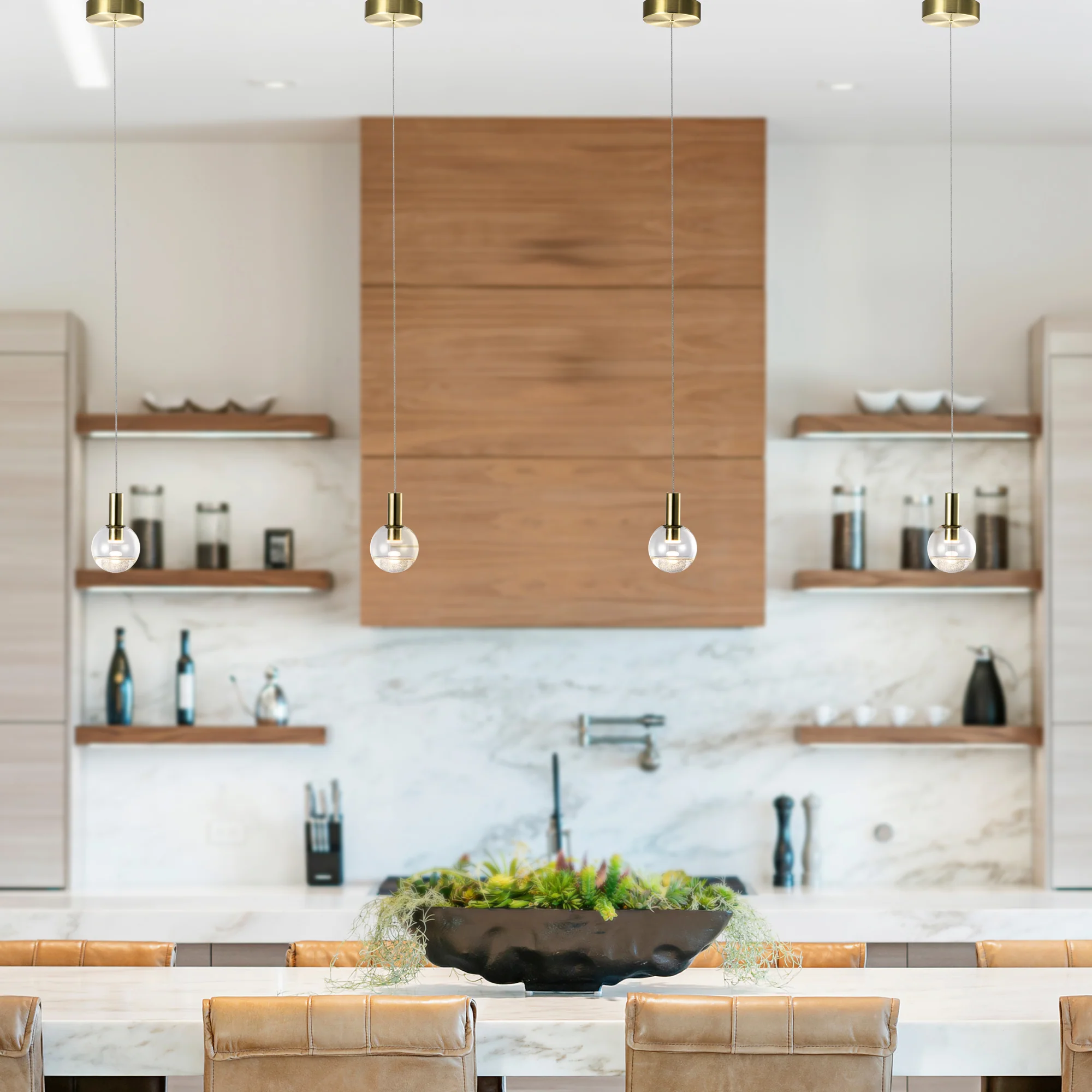 VONN Artisan Sienna VAP2181BRS 5" Integrated LED ETL Certified Height Adjustable Pendant Light, Brass - Image 7