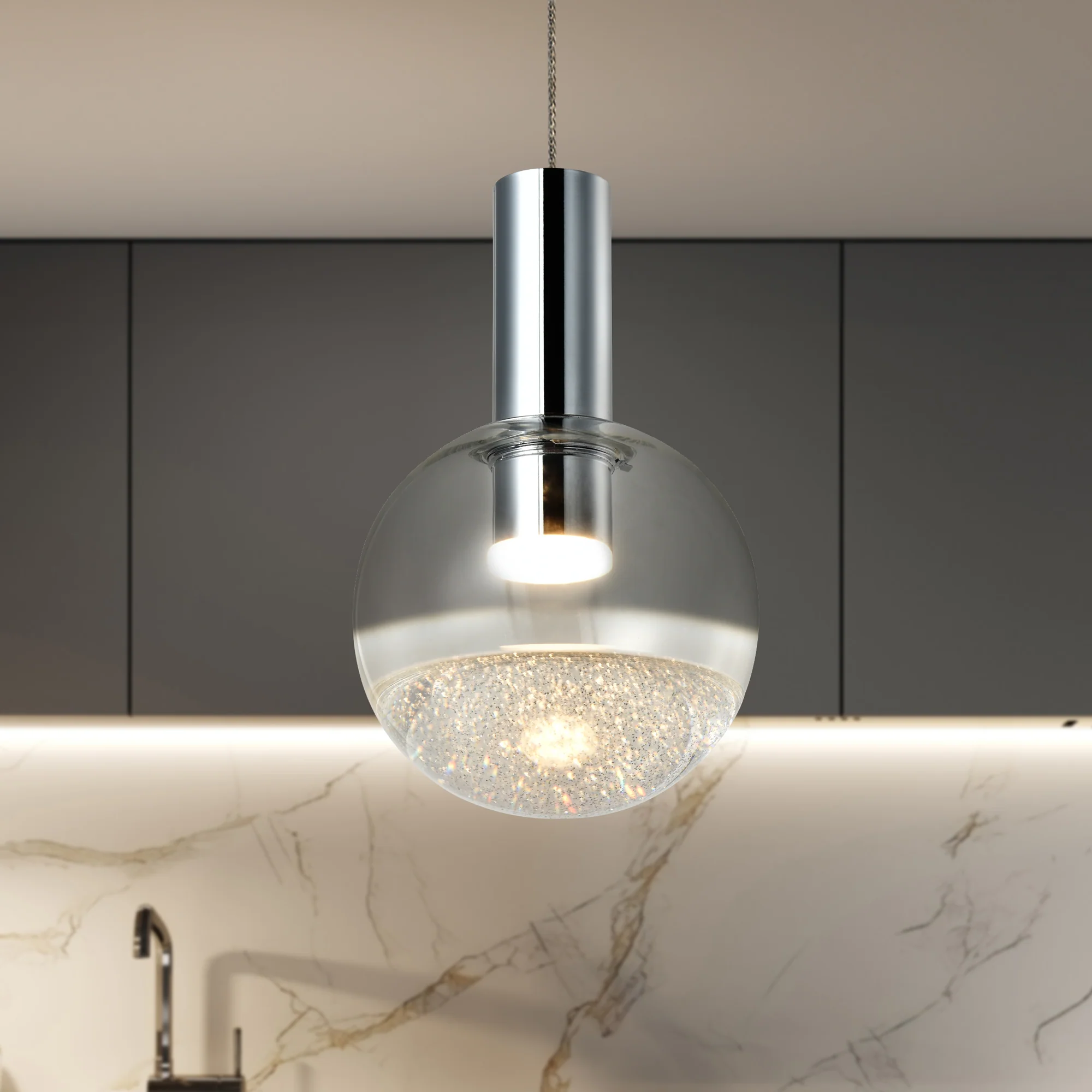 VONN Artisan Sienna VAP2181CH 5" Integrated LED ETL Certified Height Adjustable Pendant Light, Chrome - Image 2