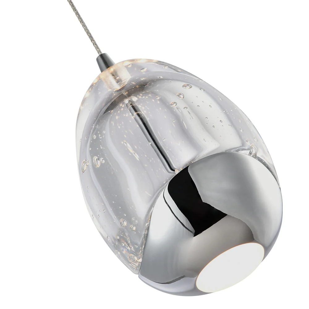 VONN Artisan Venezia VAP2201BL 3.5" Integrated LED ETL Certified Height Adjustable Pendant w/ Chrome Glass Shade, Black - Image 2