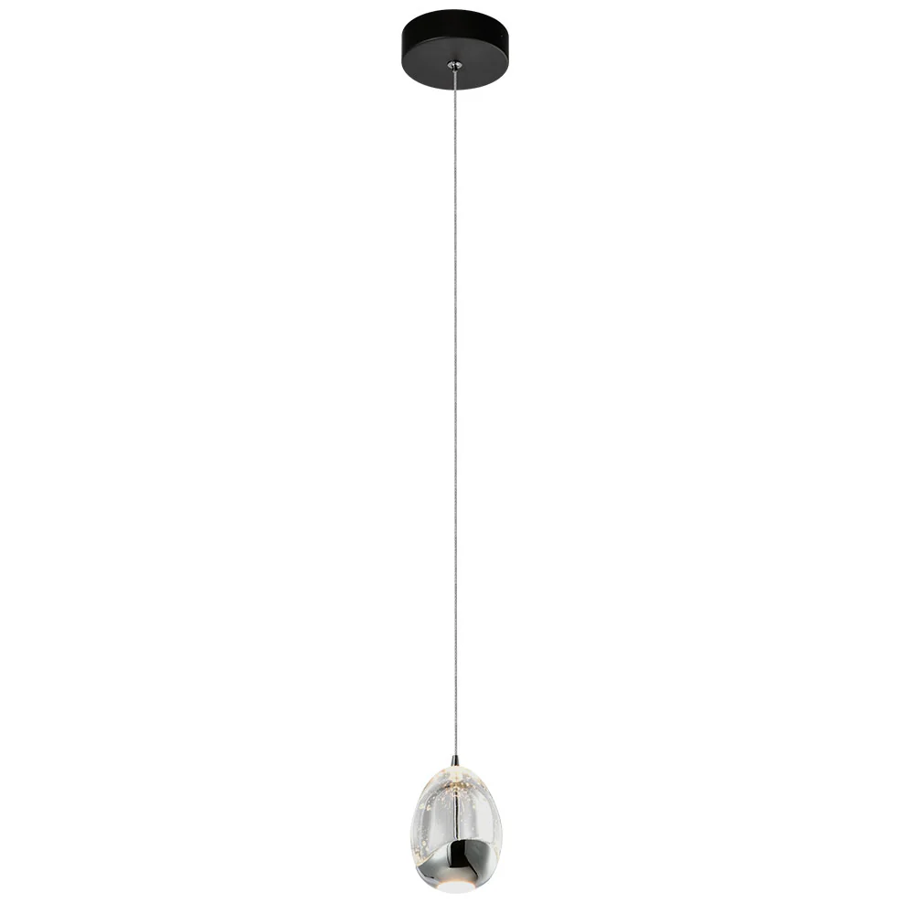 VONN Artisan Venezia VAP2201BL 3.5" Integrated LED ETL Certified Height Adjustable Pendant w/ Chrome Glass Shade, Black - Image 9