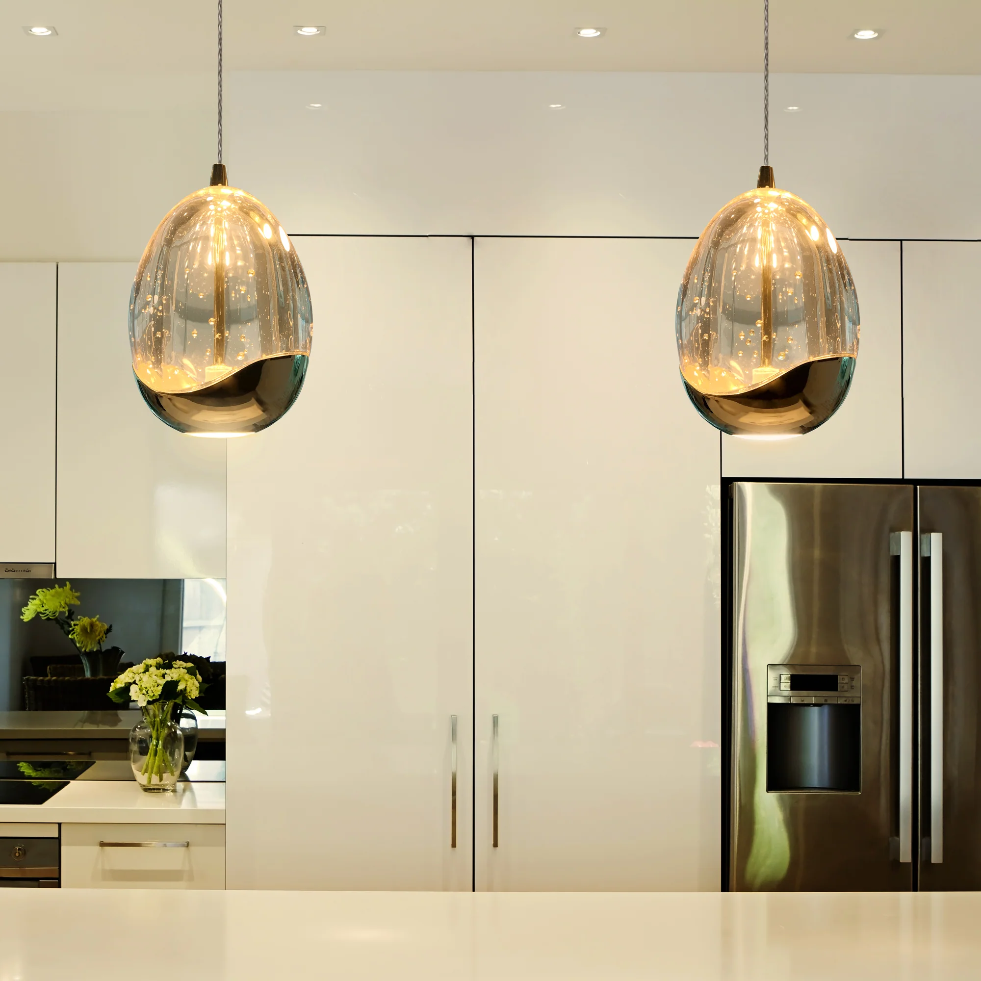 VONN Artisan Venezia VAP2201GL 3.5" Integrated LED ETL Certified Height Adjustable Pendant w/ Glass Shade, Gold