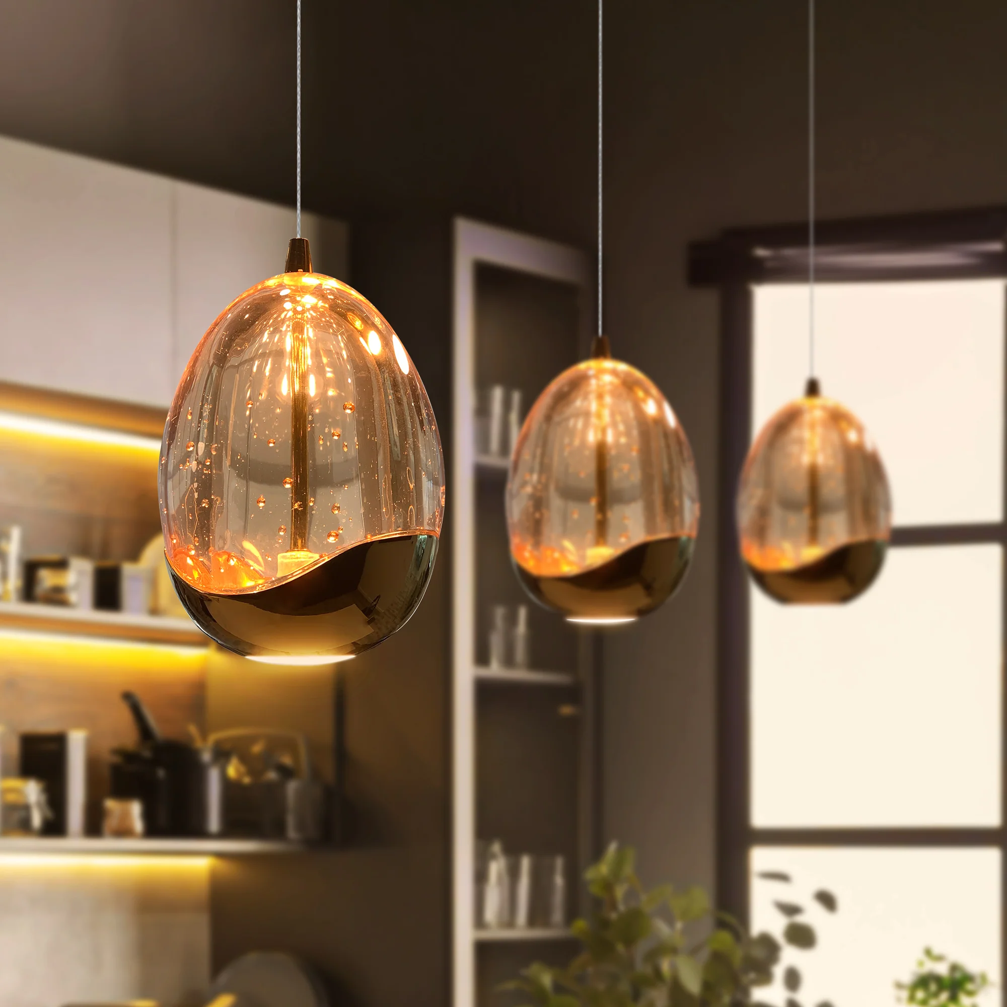 VONN Artisan Venezia VAP2201GL 3.5" Integrated LED ETL Certified Height Adjustable Pendant w/ Glass Shade, Gold - Image 3