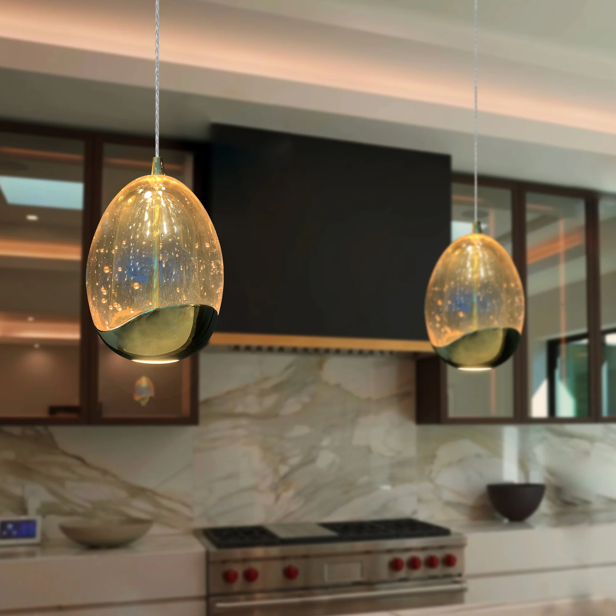 VONN Artisan Venezia VAP2201GL 3.5" Integrated LED ETL Certified Height Adjustable Pendant w/ Glass Shade, Gold - Image 4