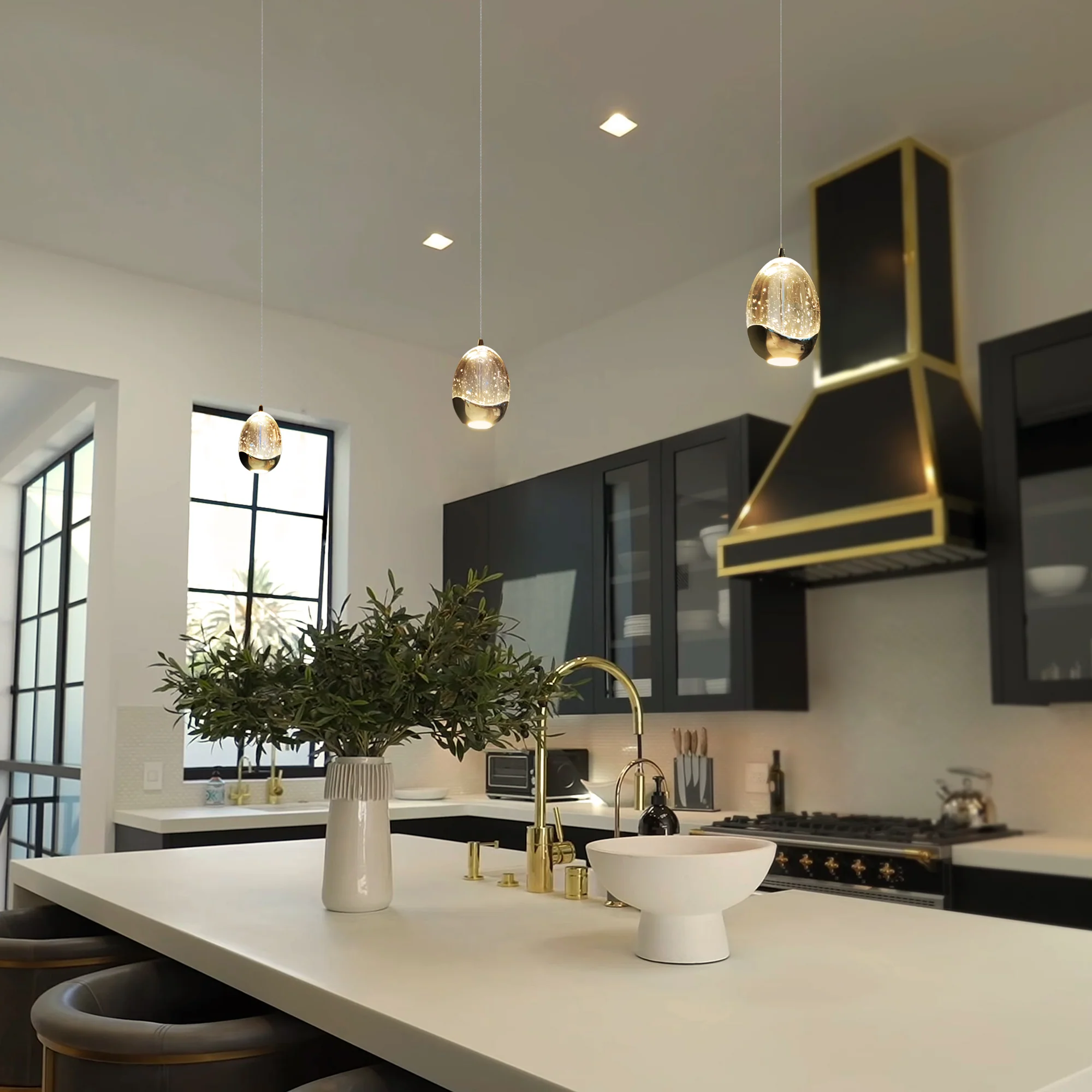 VONN Artisan Venezia VAP2201GL 3.5" Integrated LED ETL Certified Height Adjustable Pendant w/ Glass Shade, Gold - Image 5