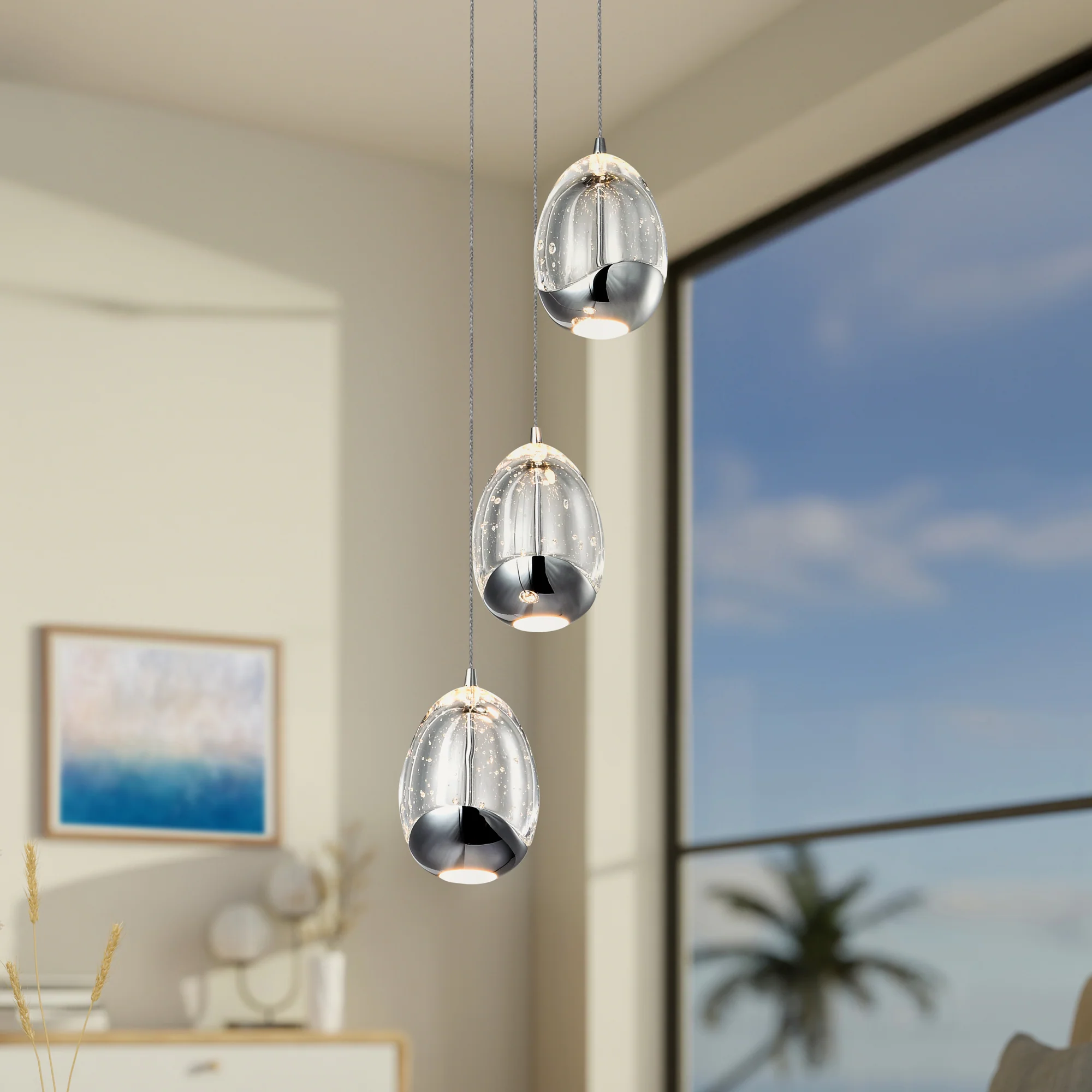 VONN Artisan Venezia VAP2203CH 3-Light Integrated LED ETL Certified Pendant, Height Adjustable Chandelier, Black - Image 2