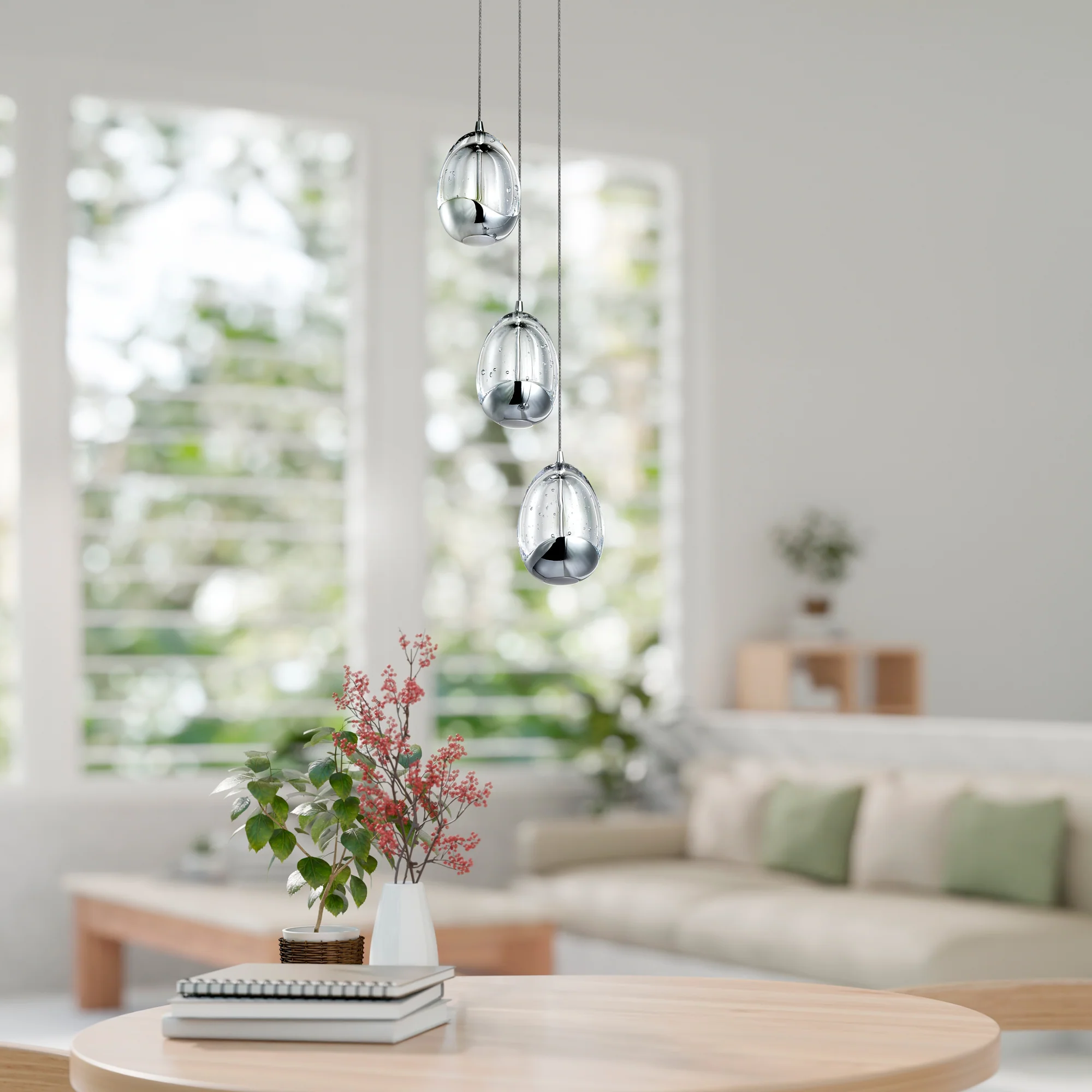VONN Artisan Venezia VAP2203CH 3-Light Integrated LED ETL Certified Pendant, Height Adjustable Chandelier, Black - Image 4