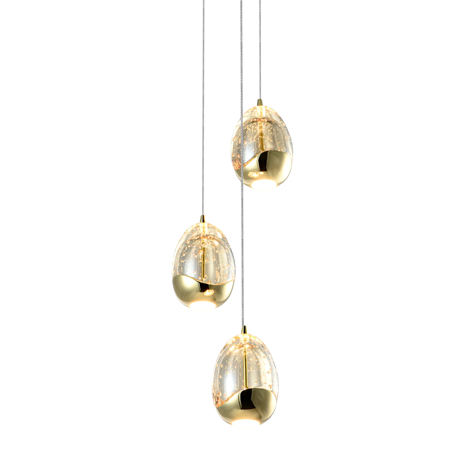 VONN Artisan Venezia VAP2203GL 3-Light Integrated LED ETL Certified Pendant, Height Adjustable Chandelier, Gold - Image 6