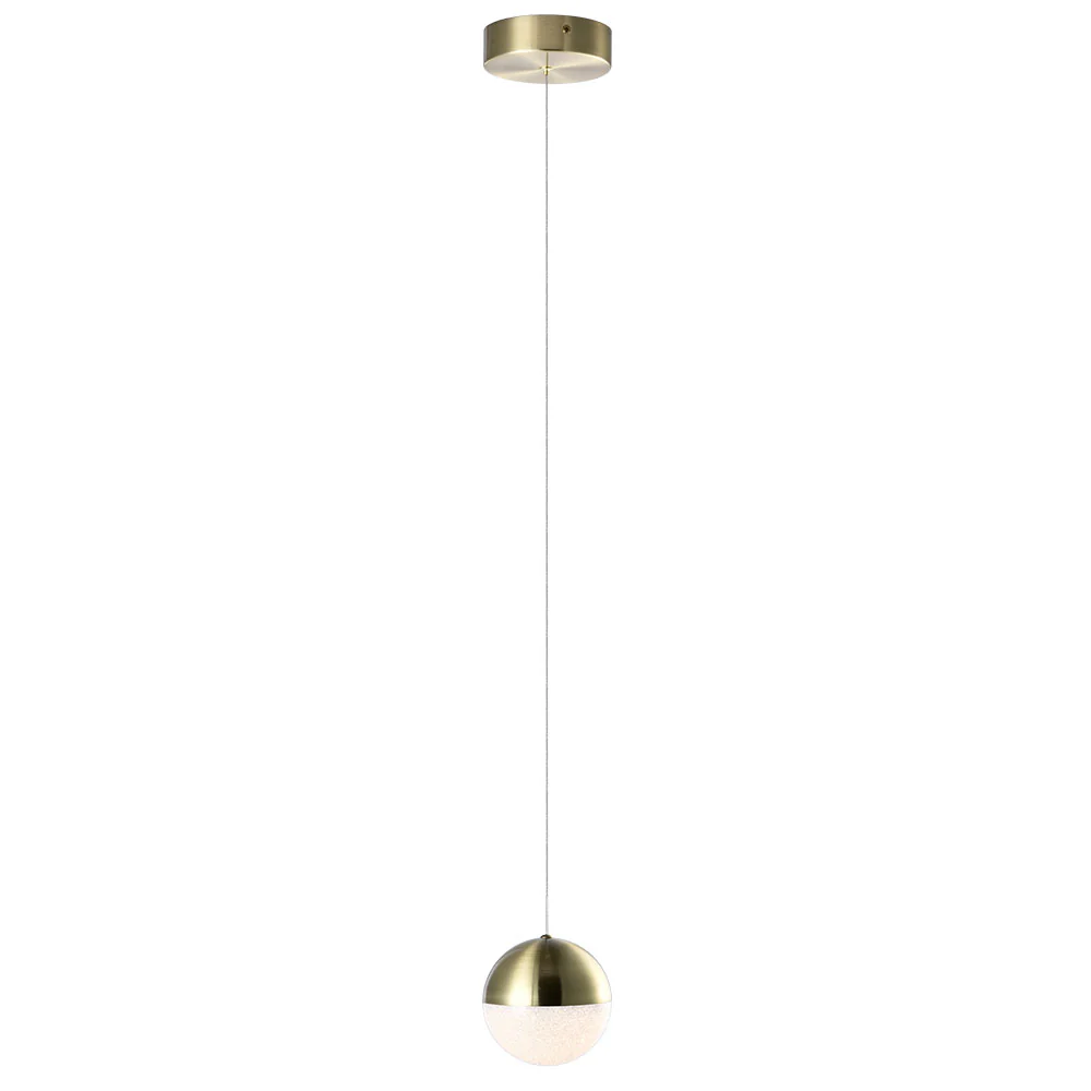 VONN Artisan Ravello VAP2281BRS 5" Integrated LED ETL Certified Height Adjustable Pendant w/ Globe Shade, Brass - Image 12