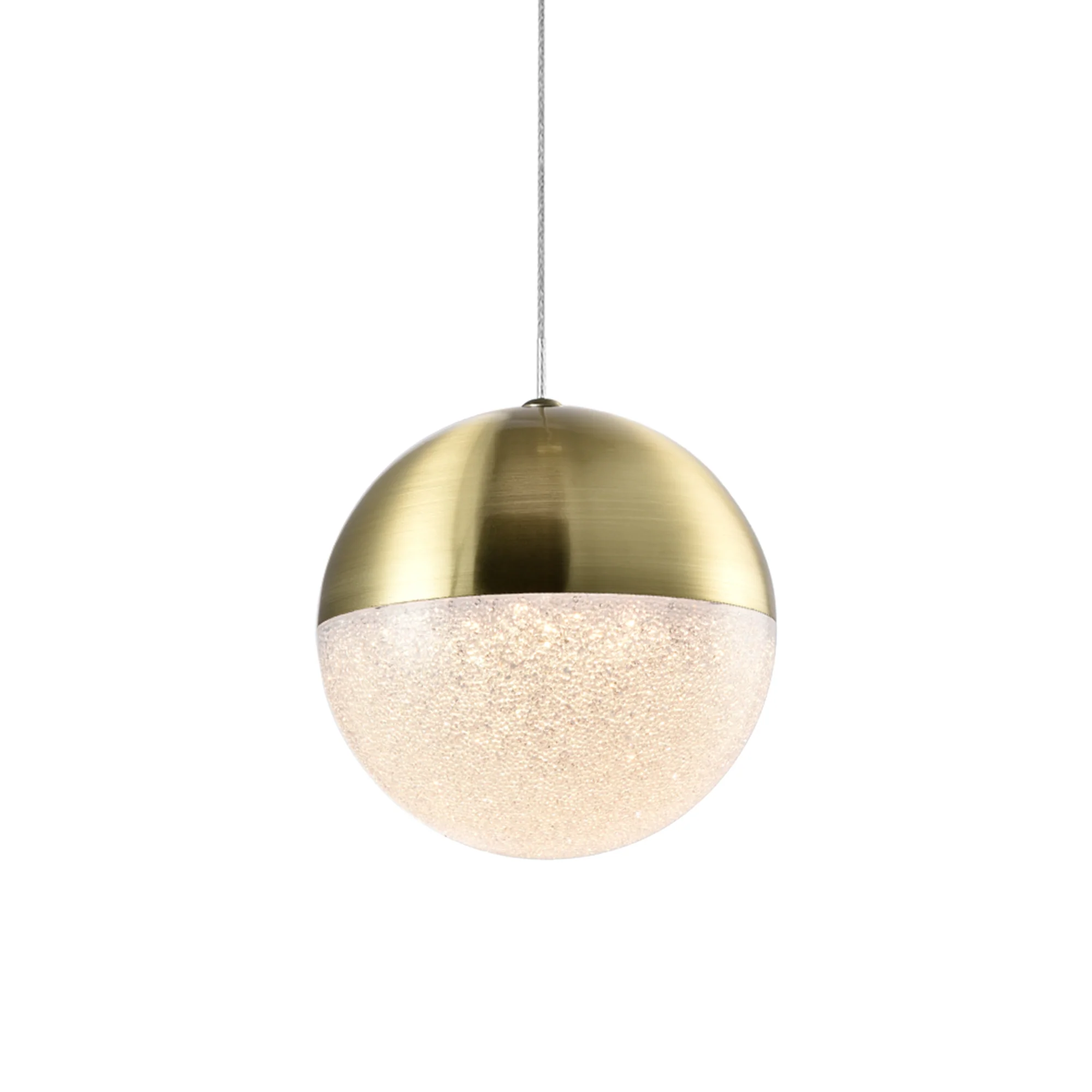 VONN Artisan Ravello VAP2281BRS 5" Integrated LED ETL Certified Height Adjustable Pendant w/ Globe Shade, Brass - Image 9