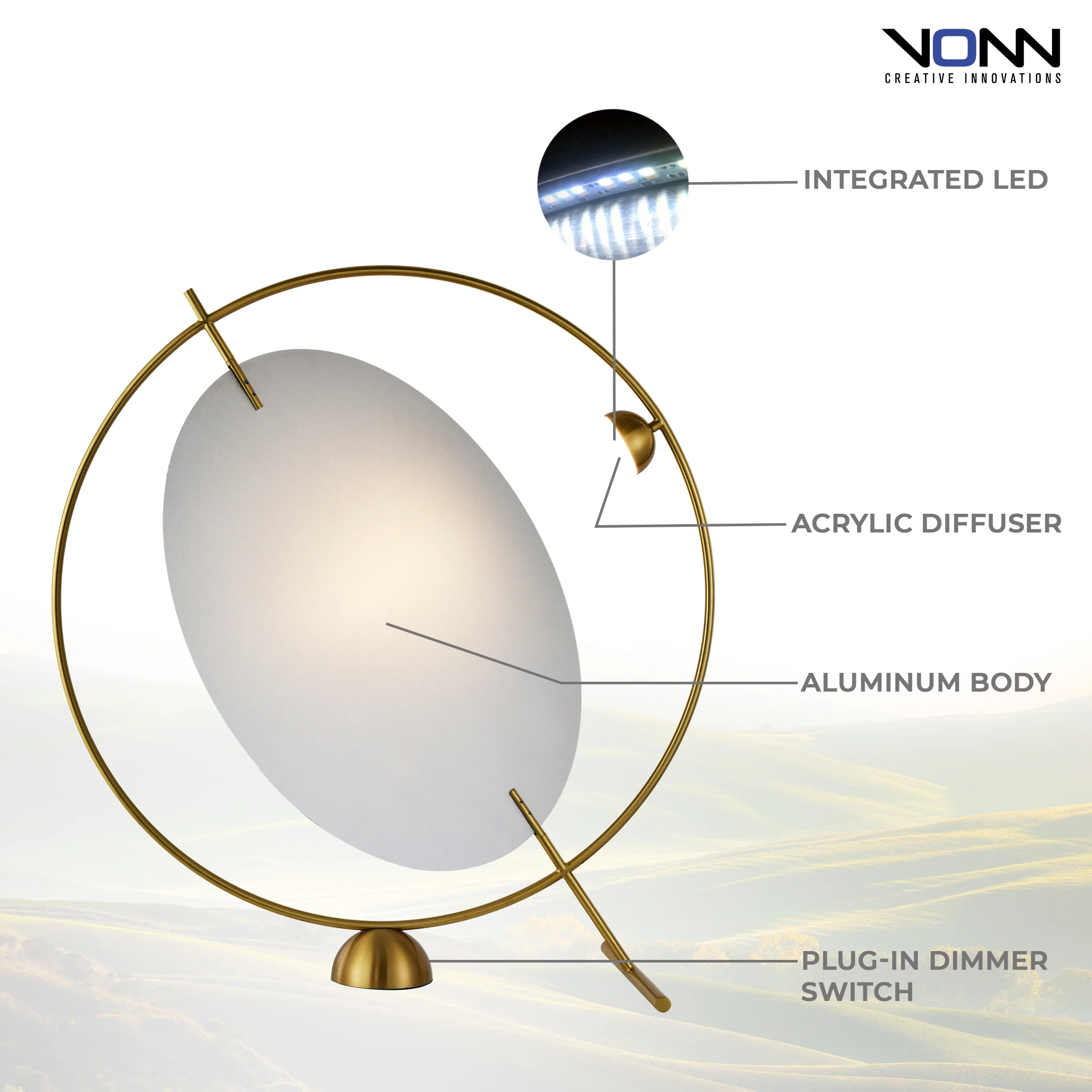 VONN Artisan Como VAT6241AB 20" Height Integrated LED ETL Certified Table Lamp with Dimmer Switch - Image 5