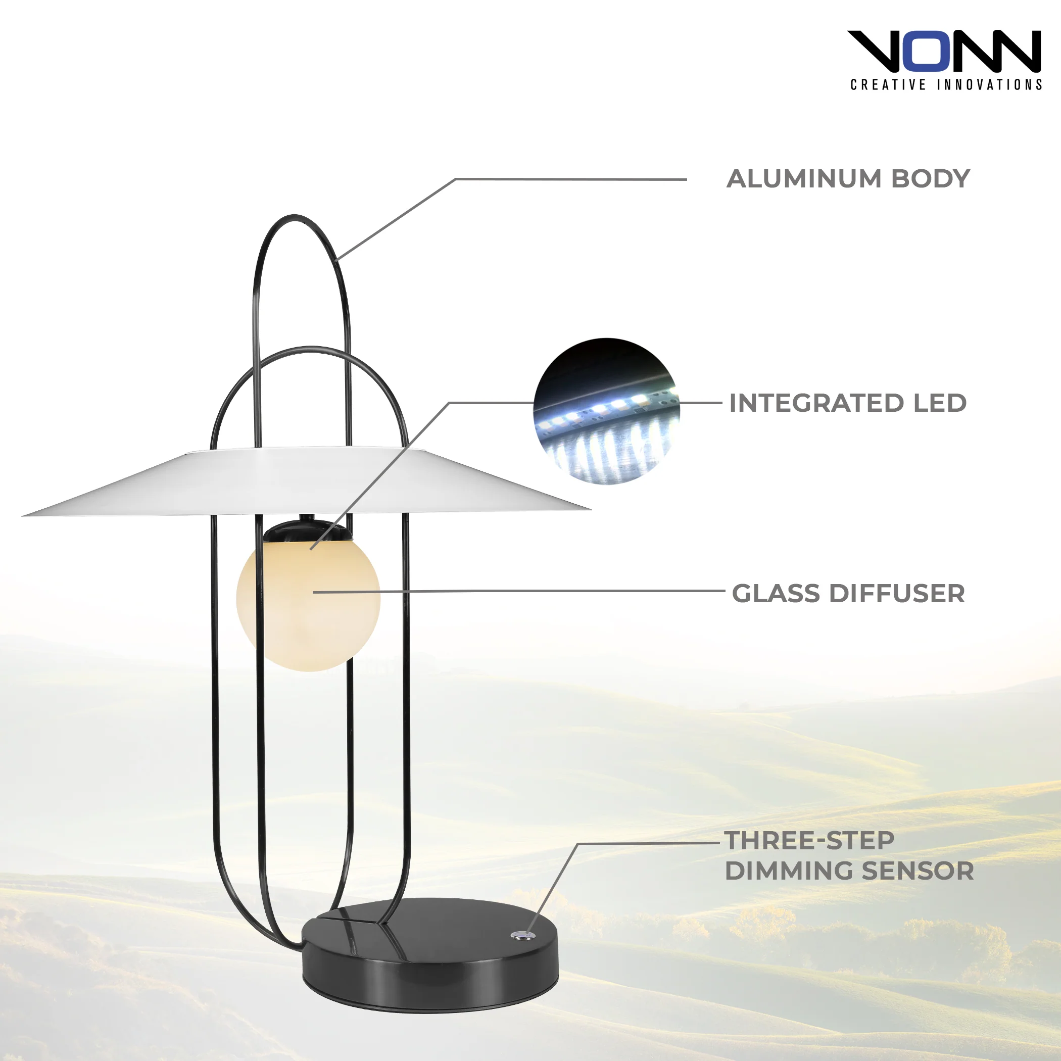 VONN Artisan Lyra VAT6271BL 24" Height Integrated LED ETL Certified Table Lamp with Touch Sensor Dimming - Image 2