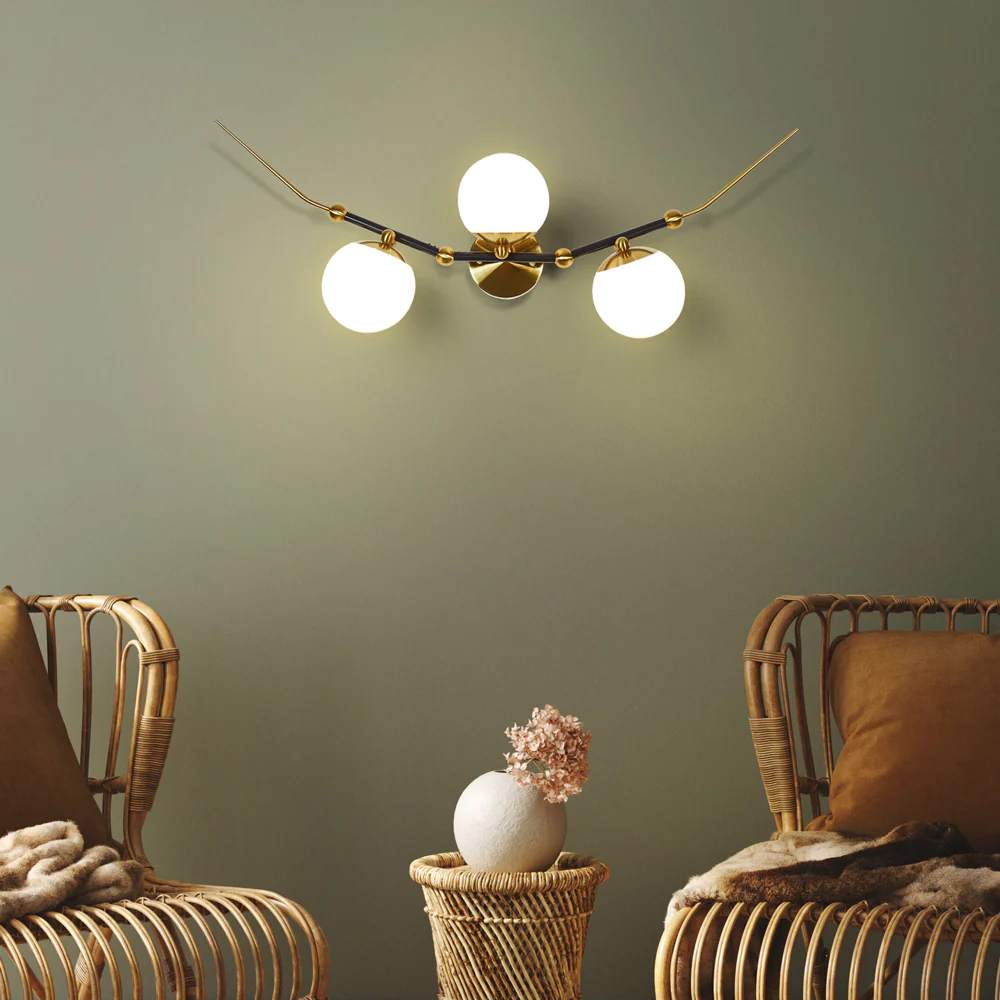 VONN Artisan Chianti VAW1123AB 39" Integrated LED ETL Certified Wall Sconce Light with 3 Glass Shades, Antique Brass - Image 3