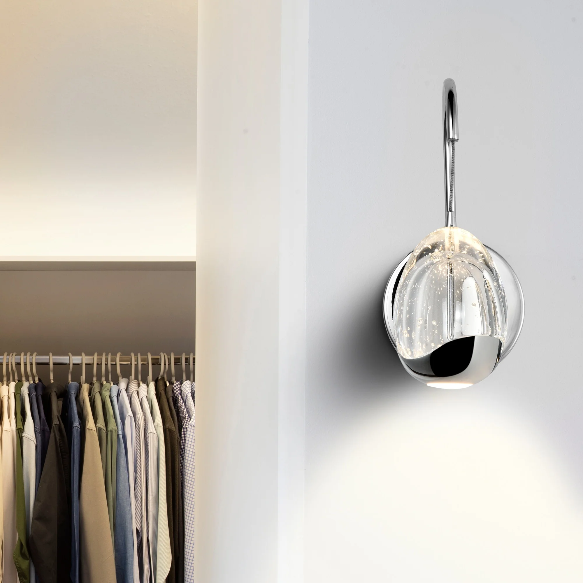 VONN Artisan Venezia VAW1201CH 5" Integrated LED ETL Certified Wall Sconce Light with Clear Glass Shade, Chrome - Image 2